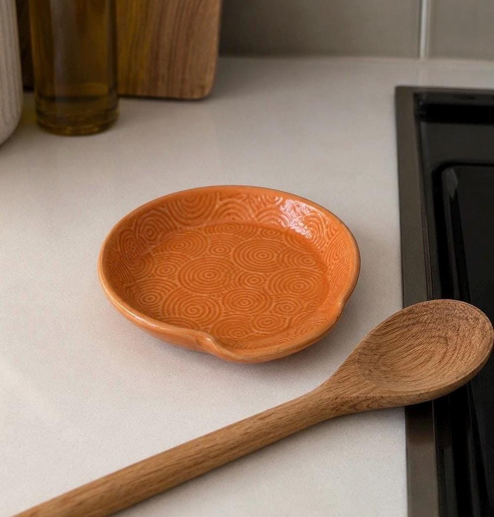 Handmade Ceramic Spoon Rest | Wheel Thrown Stoneware Kitchen Utensil Holder - Image 2