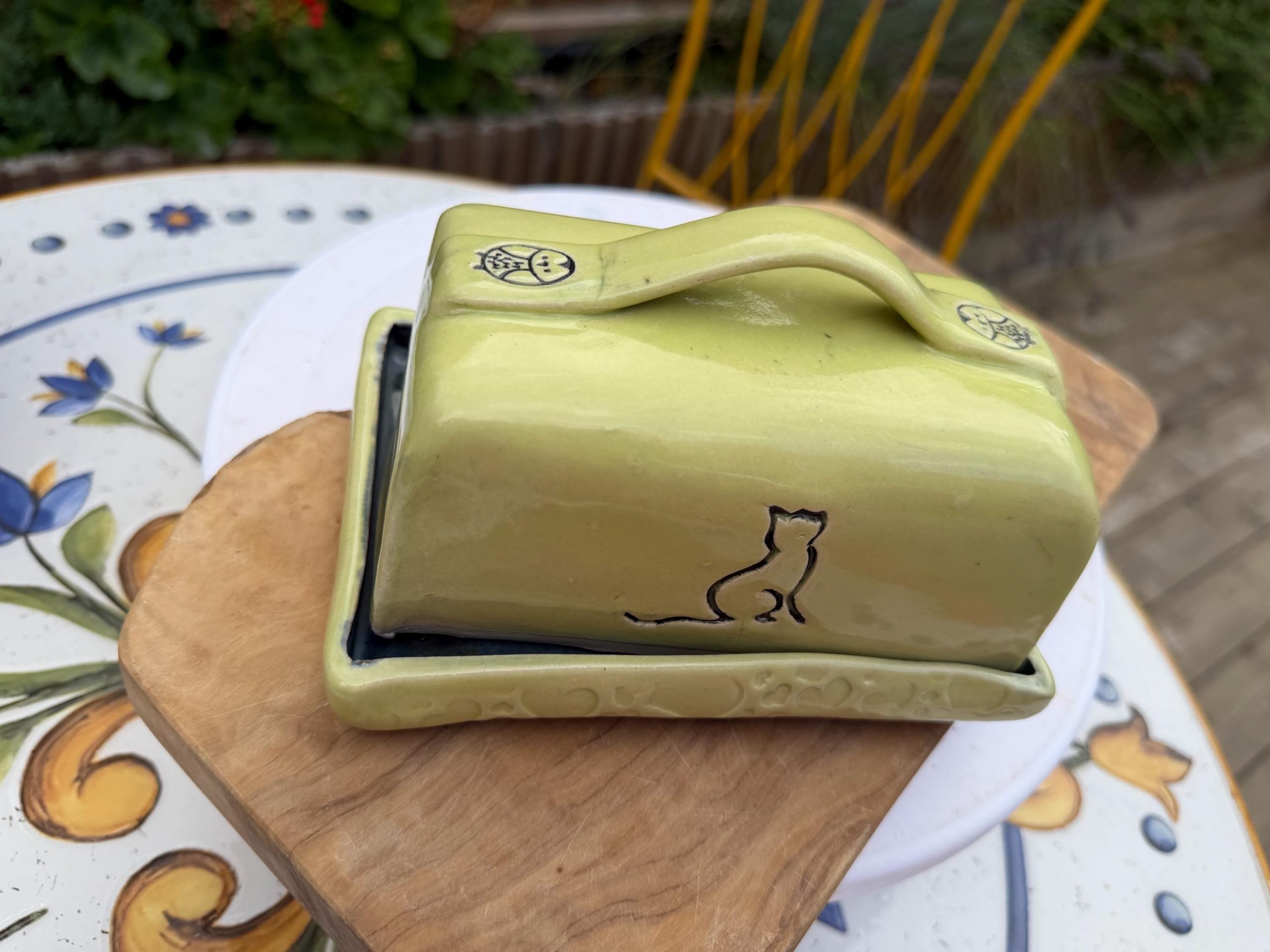 Handmade Ceramic Butter Dish, Green Stoneware Butter Keeper with Lid - Image 5