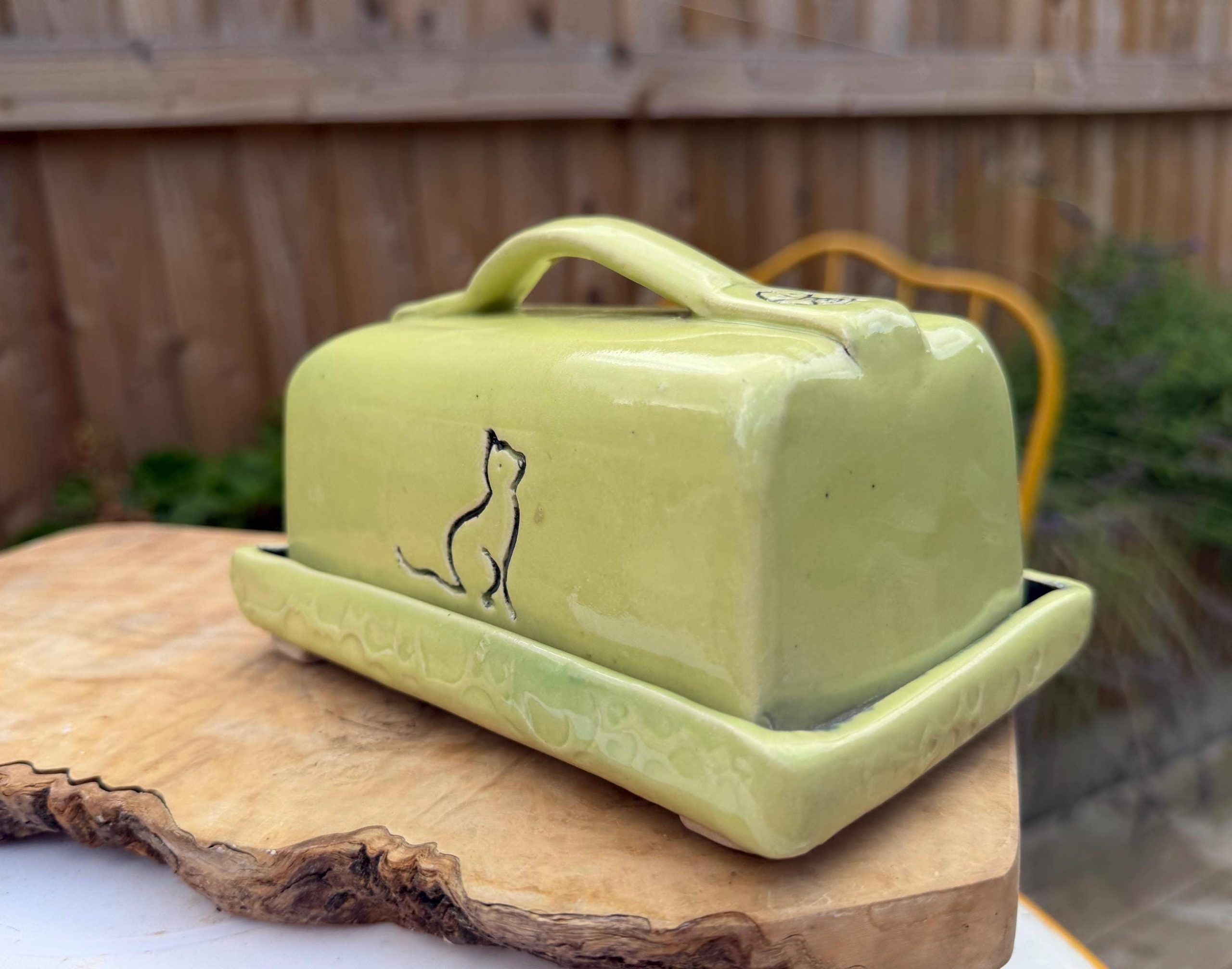 Handmade Ceramic Butter Dish, Green Stoneware Butter Keeper with Lid - Image 11