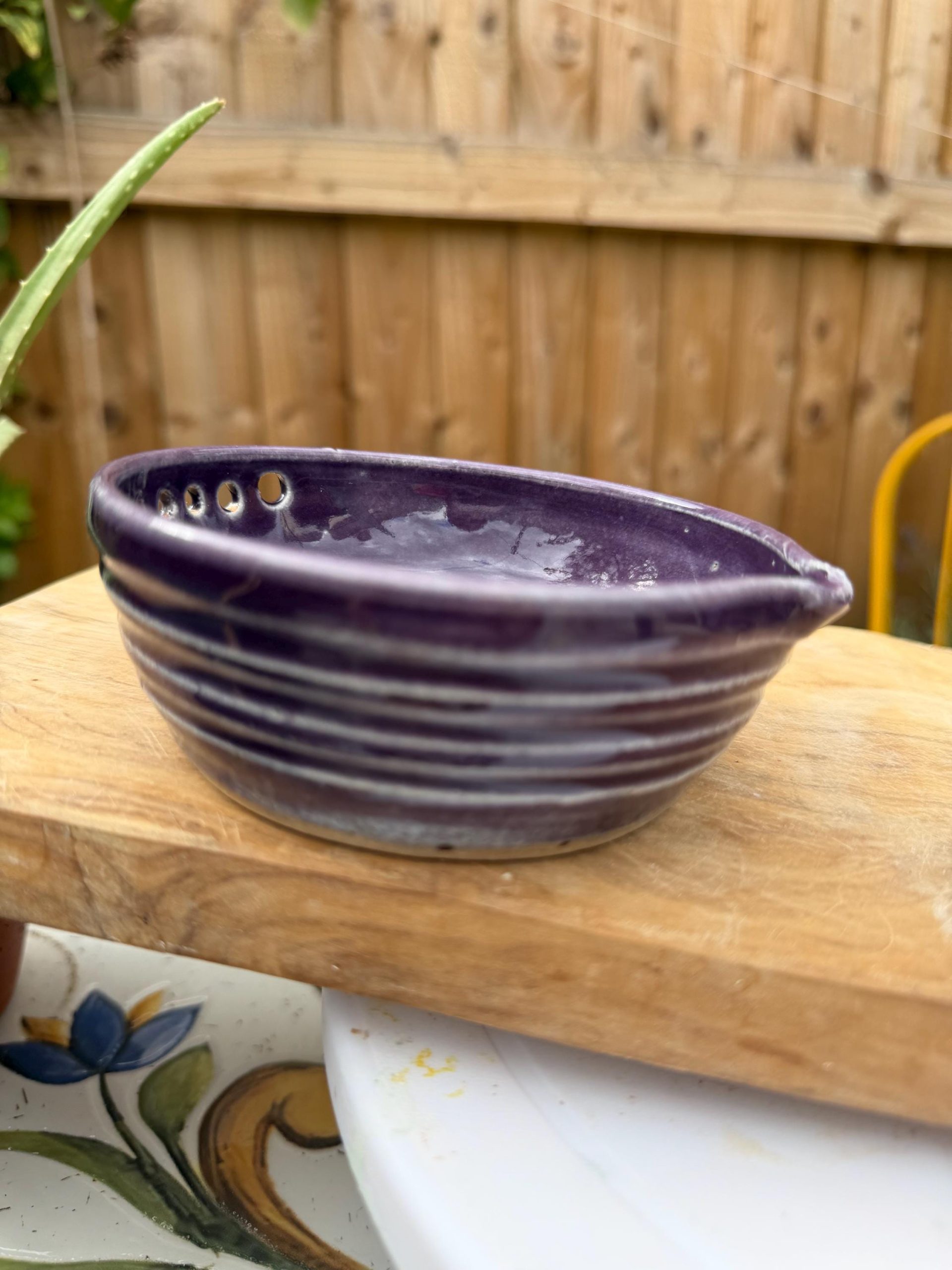 Handmade Ceramic Herb Stripper Garlic Grater Bowl, Kitchen Tool, Dressing Dish - Image 2