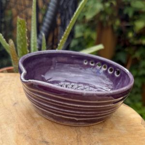 Handmade Ceramic Herb Stripper Garlic Grater Bowl, Kitchen Tool, Dressing Dish