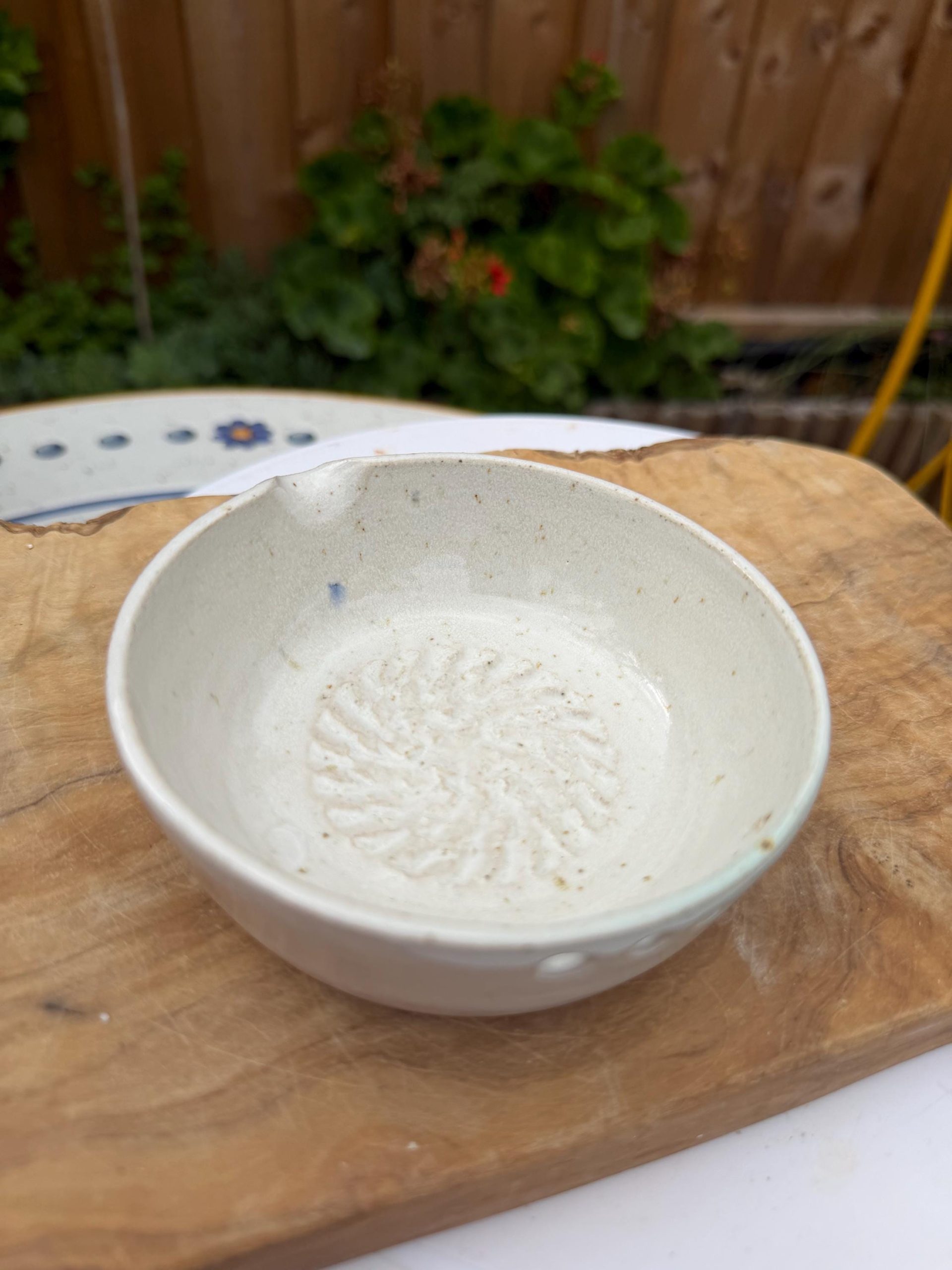 Handmade Ceramic Herb Stripper Garlic Grater Bowl, Kitchen Tool, Dressing Dish - Image 4