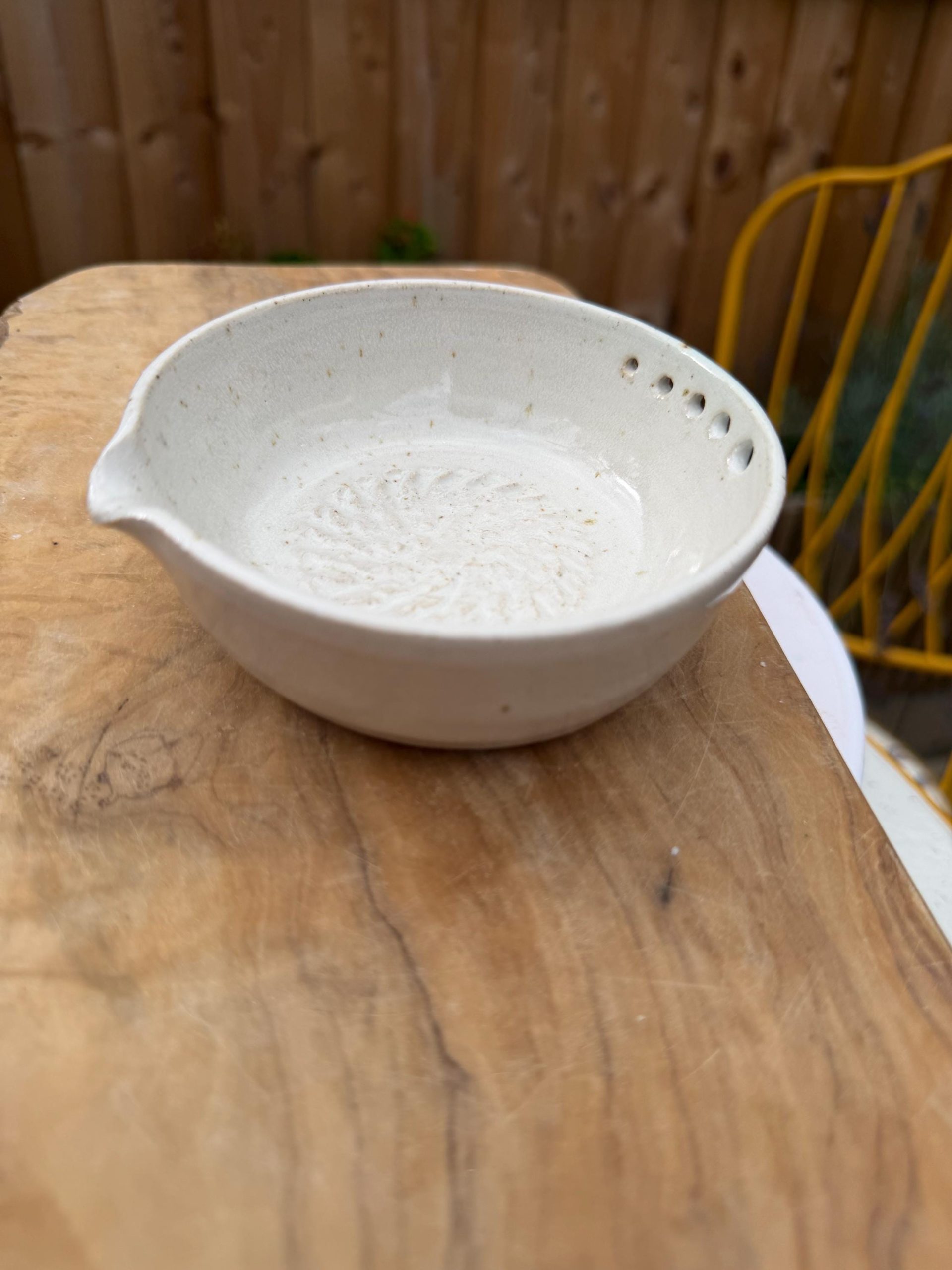 Handmade Ceramic Herb Stripper Garlic Grater Bowl, Kitchen Tool, Dressing Dish
