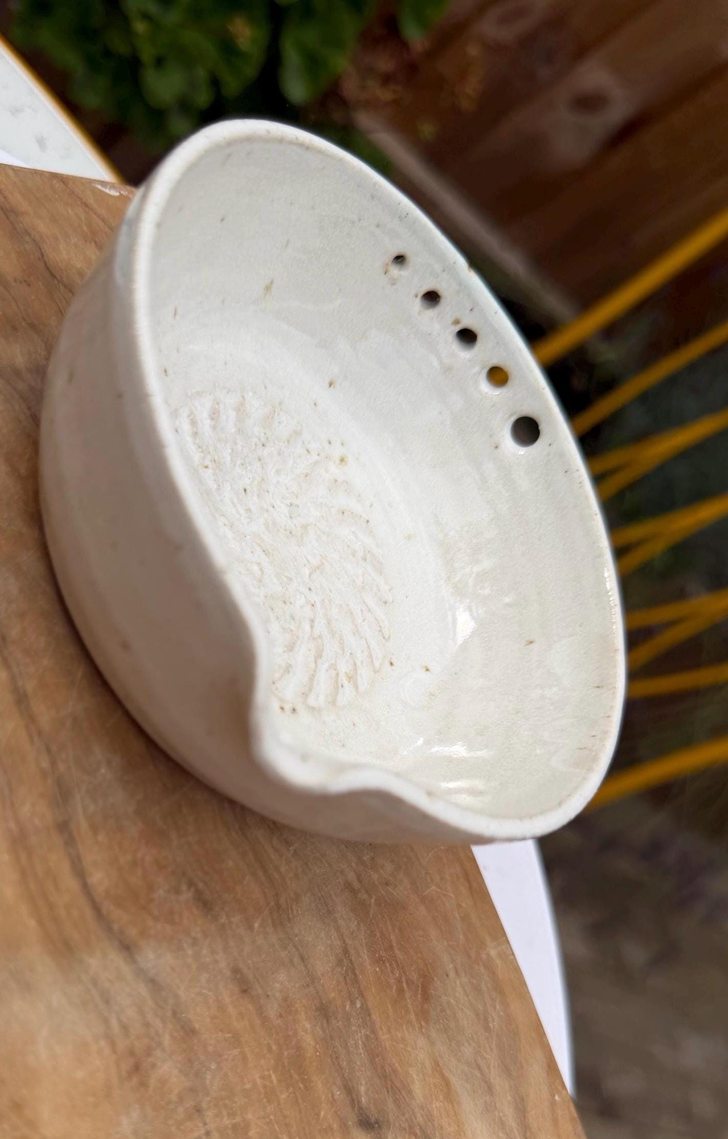 Handmade Ceramic Herb Stripper Garlic Grater Bowl, Kitchen Tool, Dressing Dish - Image 2