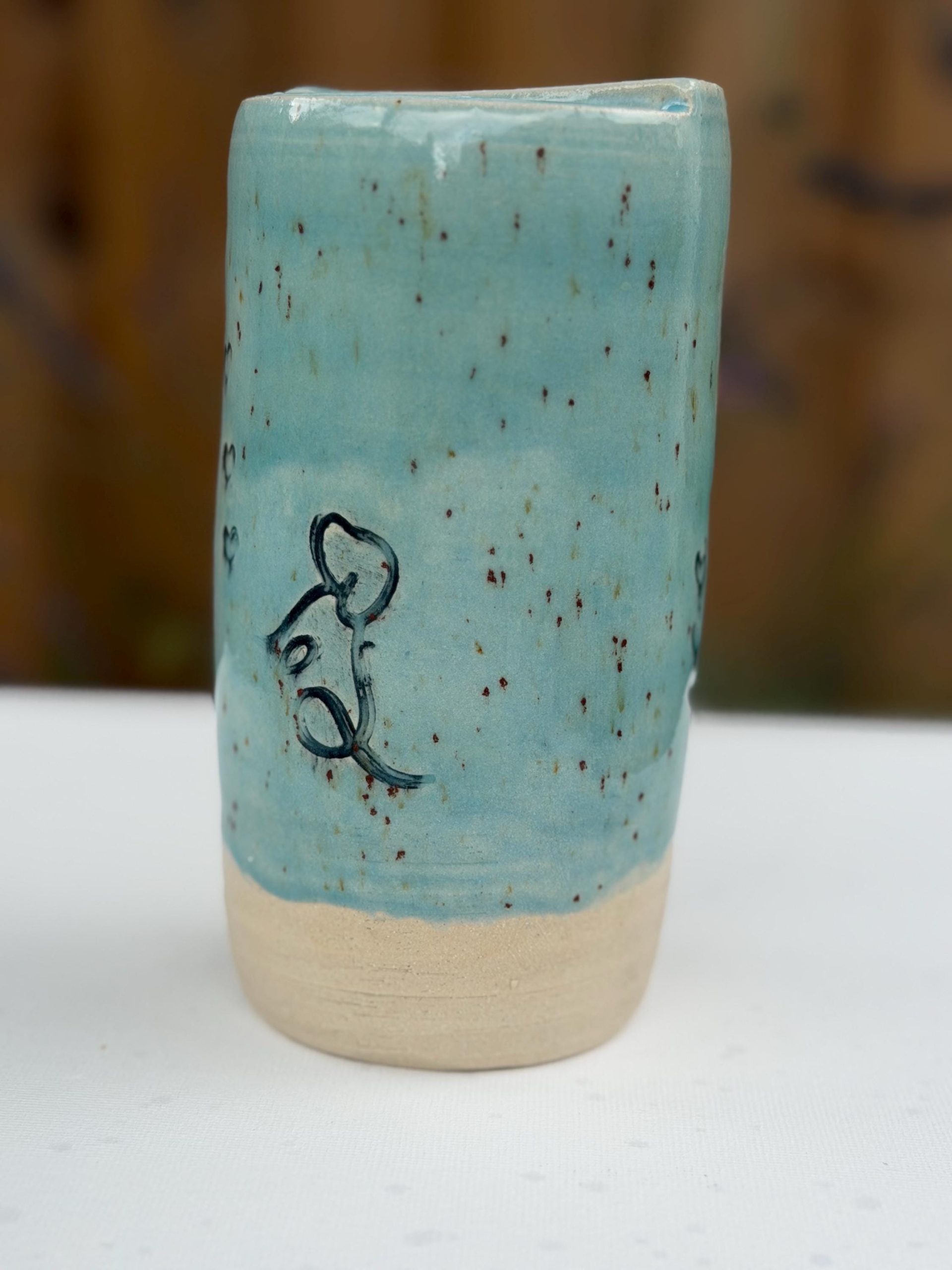 Handmade Ceramic Travel Mug with Metal Straw, Stoneware Reusable Coffee Cup, Puppy Love - Image 4