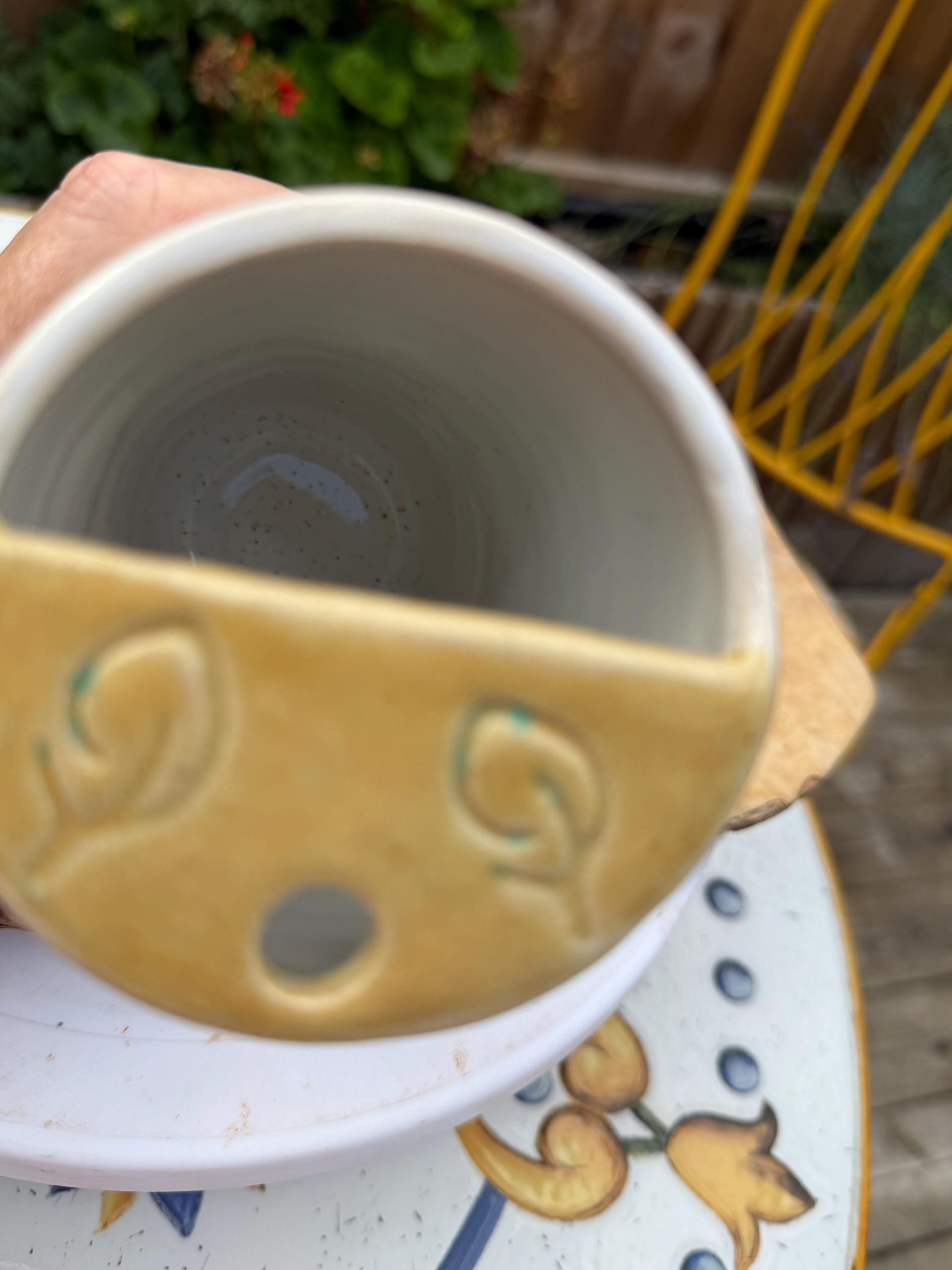 Handmade Ceramic Travel Mug with Metal Straw, Stoneware Reusable Coffee Cup 350ml yellow sun - Image 4