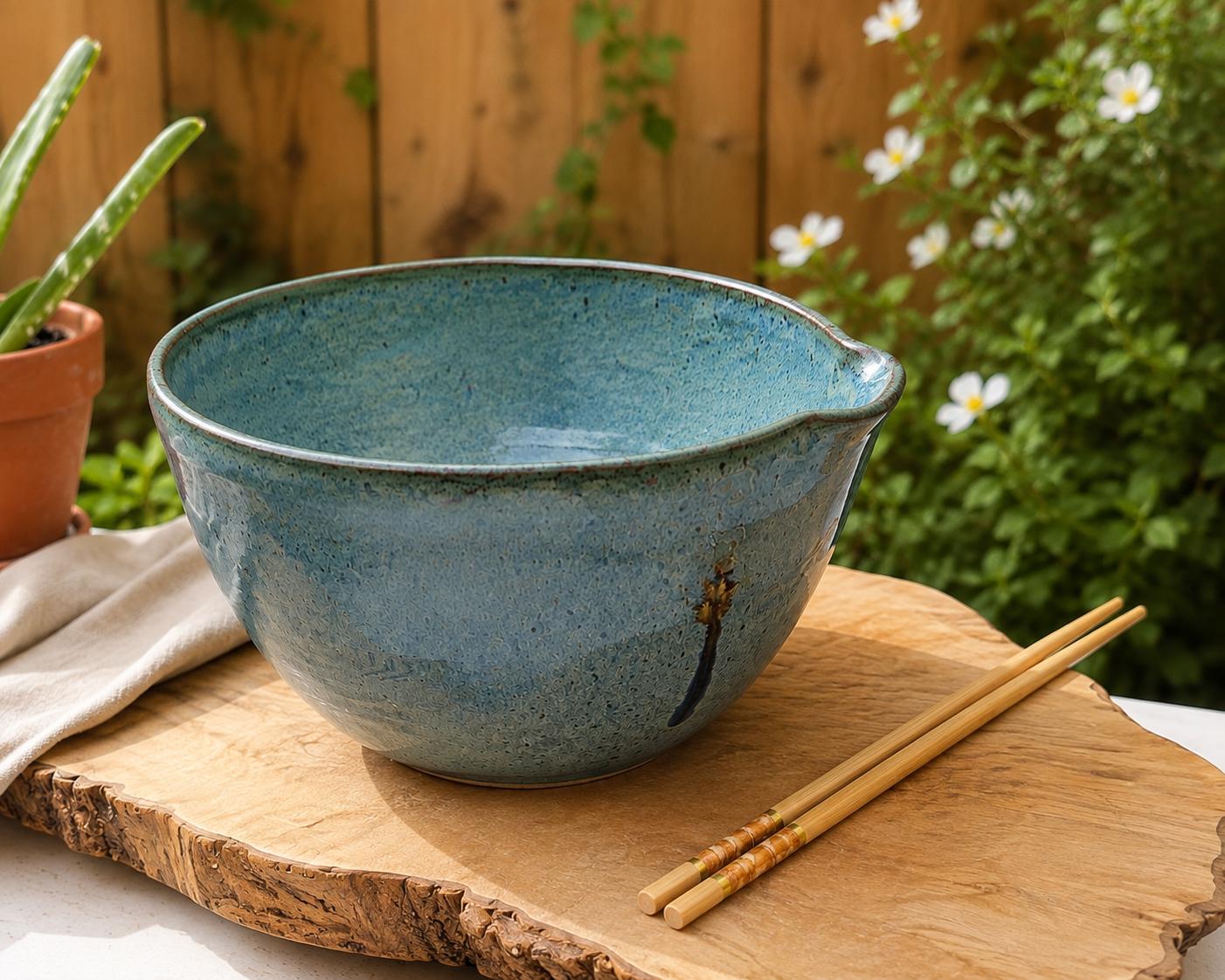 Hand Thrown Ramen, Noodle, soup, serving , mixing Bowl with chopsticks - Image 19
