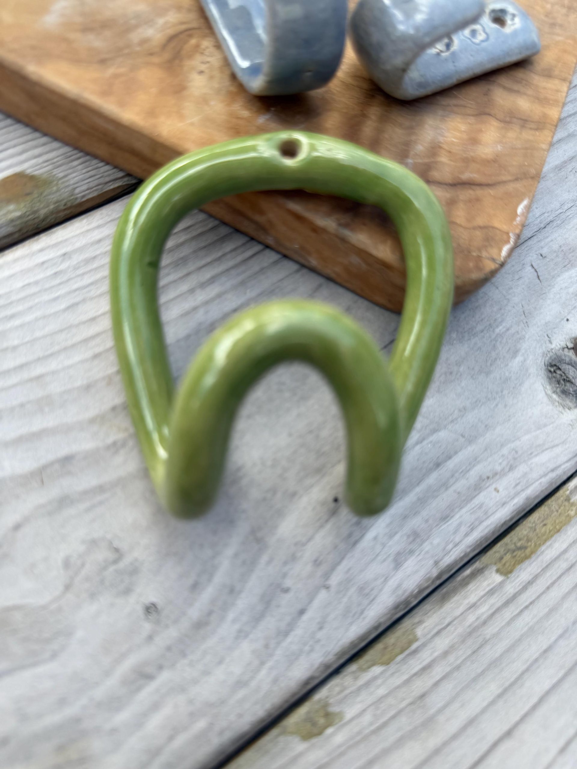 Handmade Ceramic Wall Hook, Green Pottery Hanger, Sculptural Coat Hook - Image 7