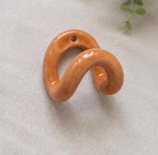 Handmade Ceramic Wall Hook, Pottery Hanger, Sculptural Coat Hook Orange Small - Image 5