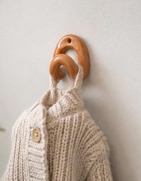 Handmade Ceramic Wall Hook, Pottery Hanger, Sculptural Coat Hook Orange Small - Image 2