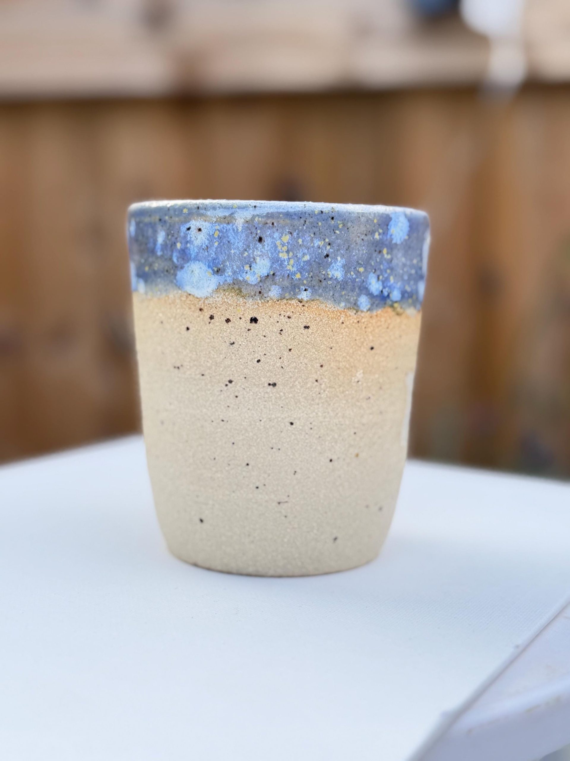 Handmade Blue Ghost Stoneware Mug, Glaze Coffee Cup - Image 2