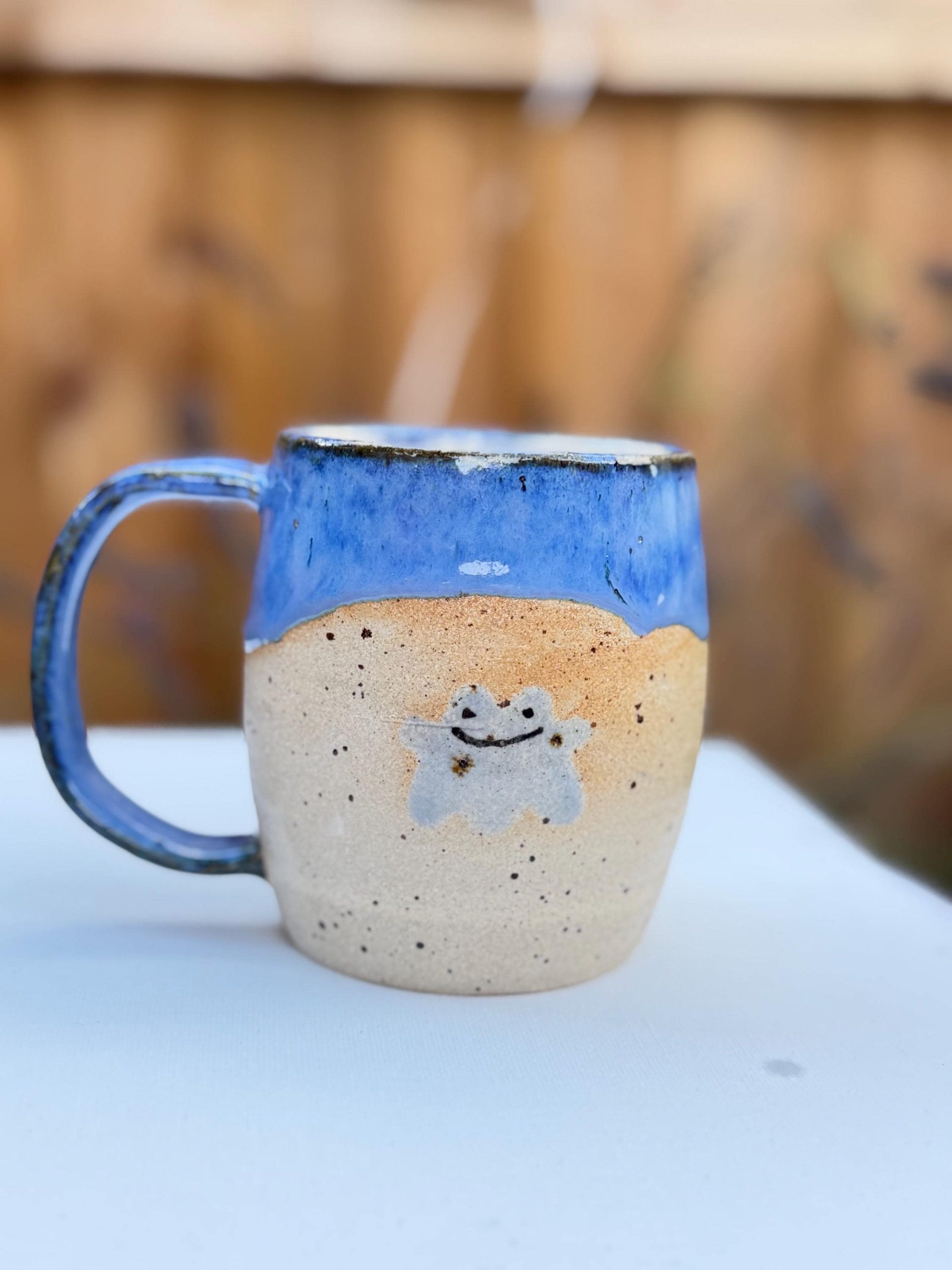 Handmade Light Blue Stoneware Mug, ghost Glaze Coffee Cup