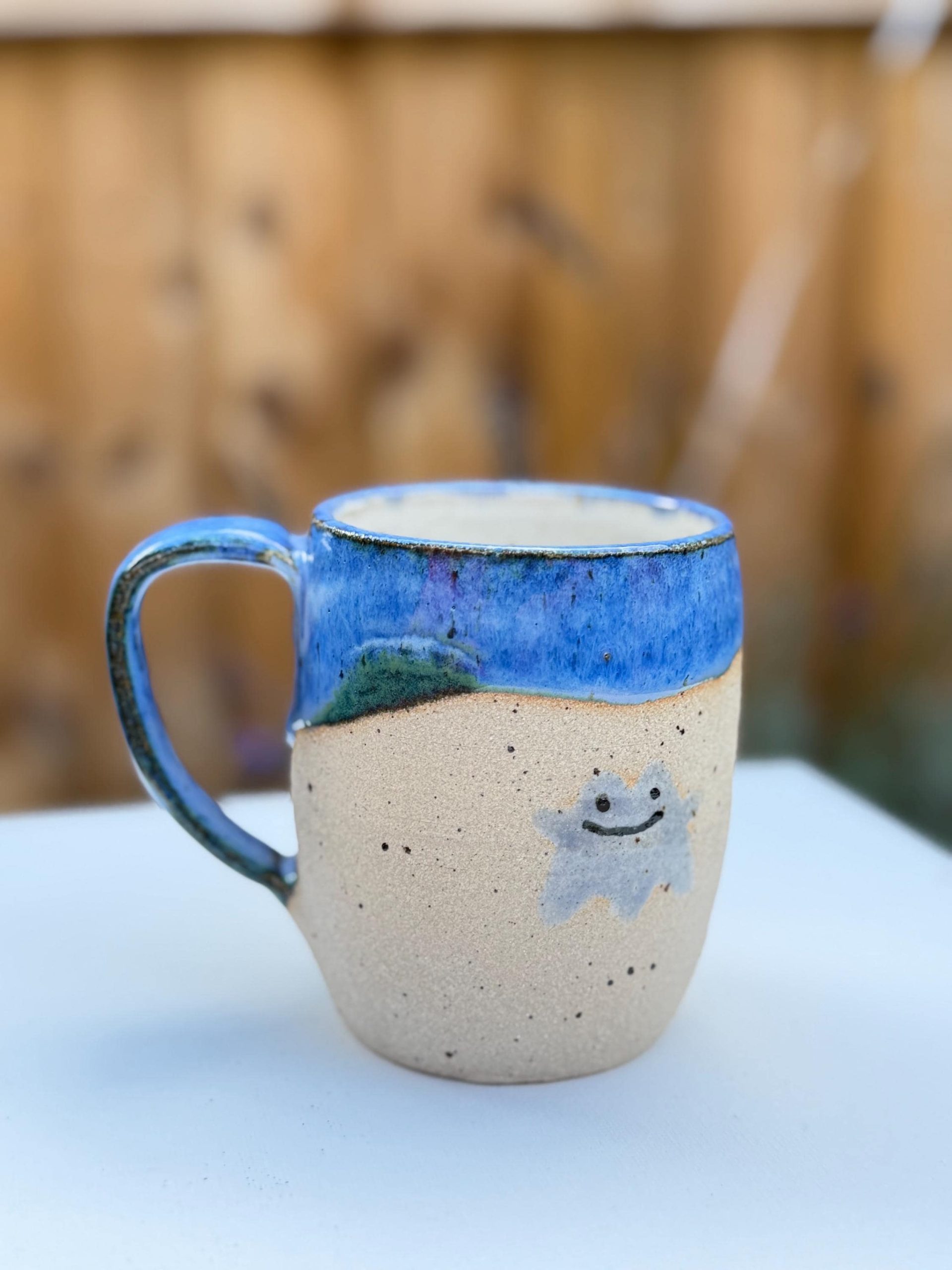 Handmade Light Blue Stoneware Mug, ghost Glaze Coffee Cup - Image 9