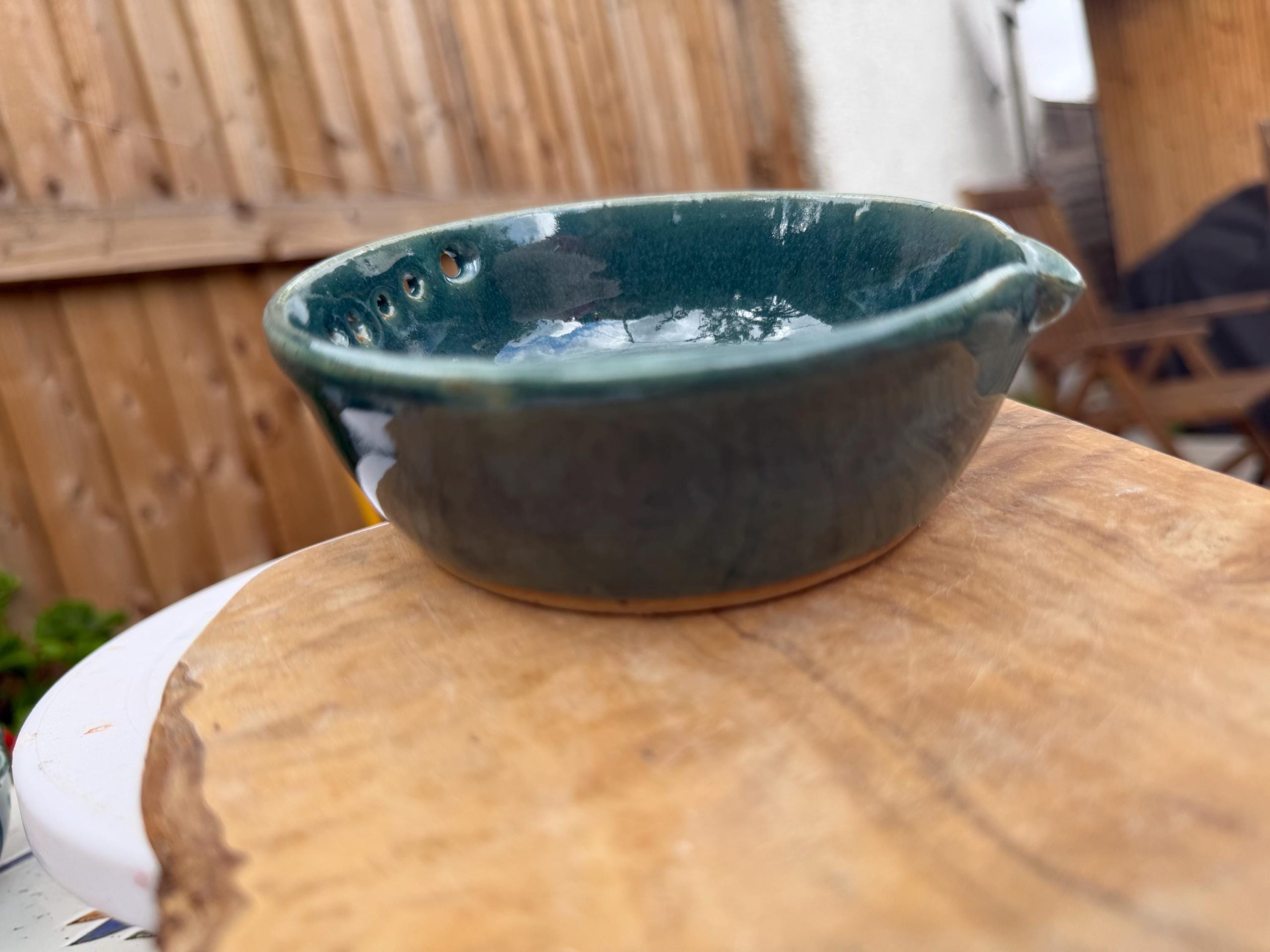 Handmade Ceramic Garlic Grater & Herb Stripper Bowl Aqua | Ginger Grater | Wheel-Thrown Kitchen Tool - Image 3
