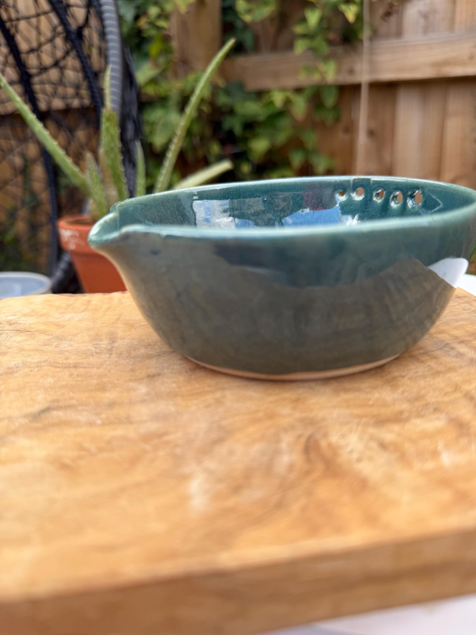 Handmade Ceramic Garlic Grater & Herb Stripper Bowl Aqua | Ginger Grater | Wheel-Thrown Kitchen Tool - Image 11