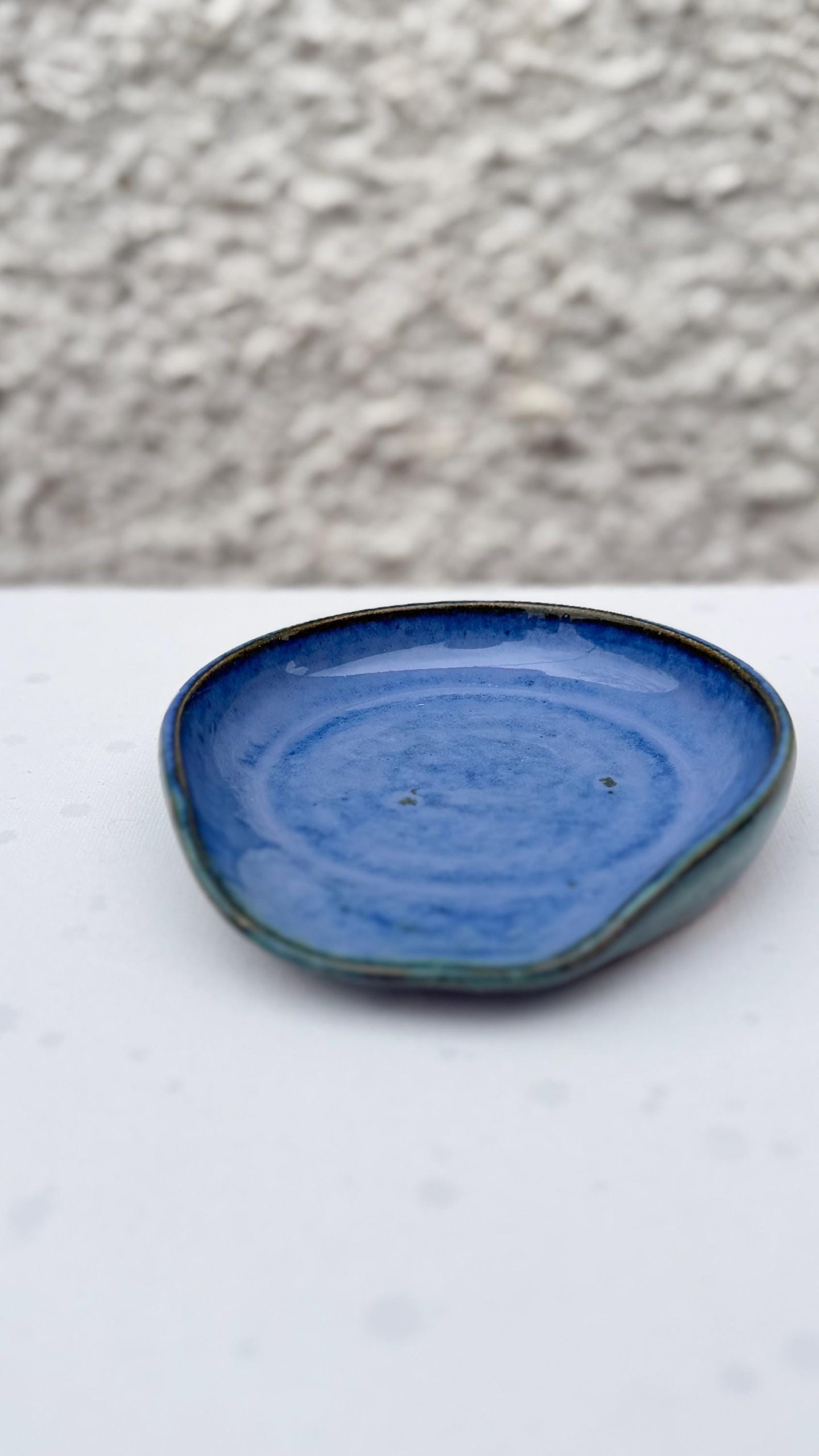 Handmade Ceramic Spoon Rest Blue Stoneware Pottery Kitchen Utensil Rest - Image 2