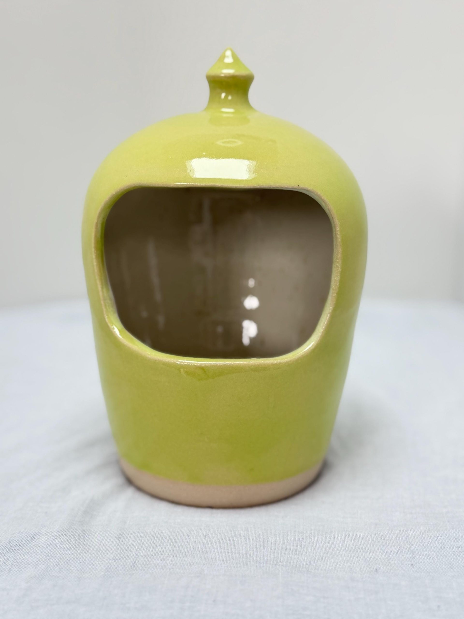 Handmade Green Stoneware Salt Pig, Kitchen Salt Holder - Image 3