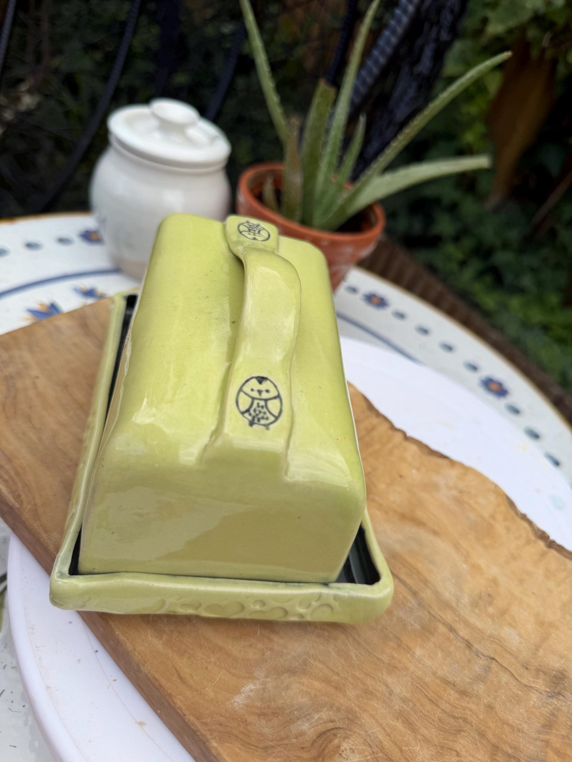 Handmade Ceramic Butter Dish, Green Stoneware Butter Keeper with Lid - Image 12