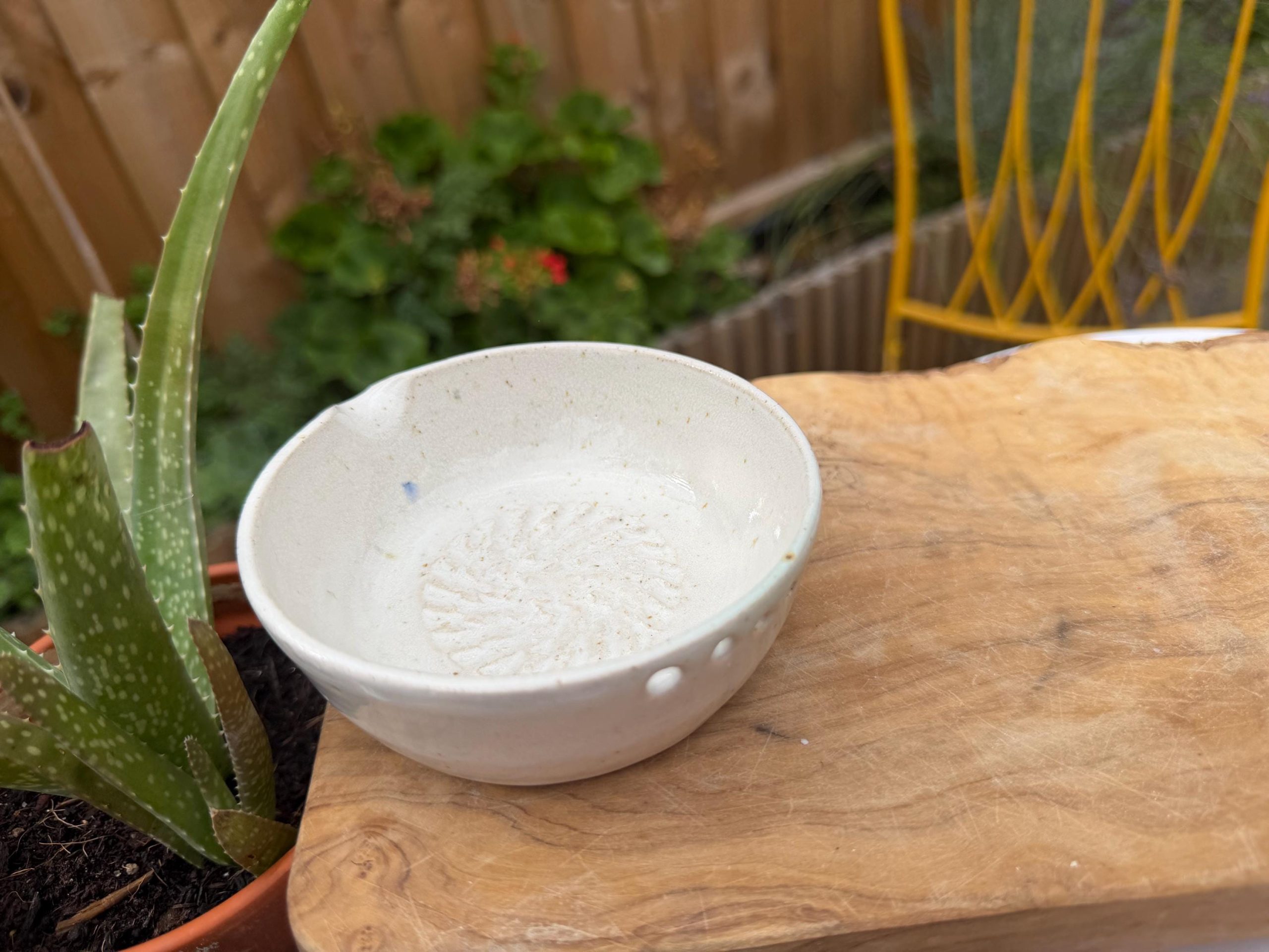 Handmade Ceramic Herb Stripper Garlic Grater Bowl, Kitchen Tool, Dressing Dish - Image 6