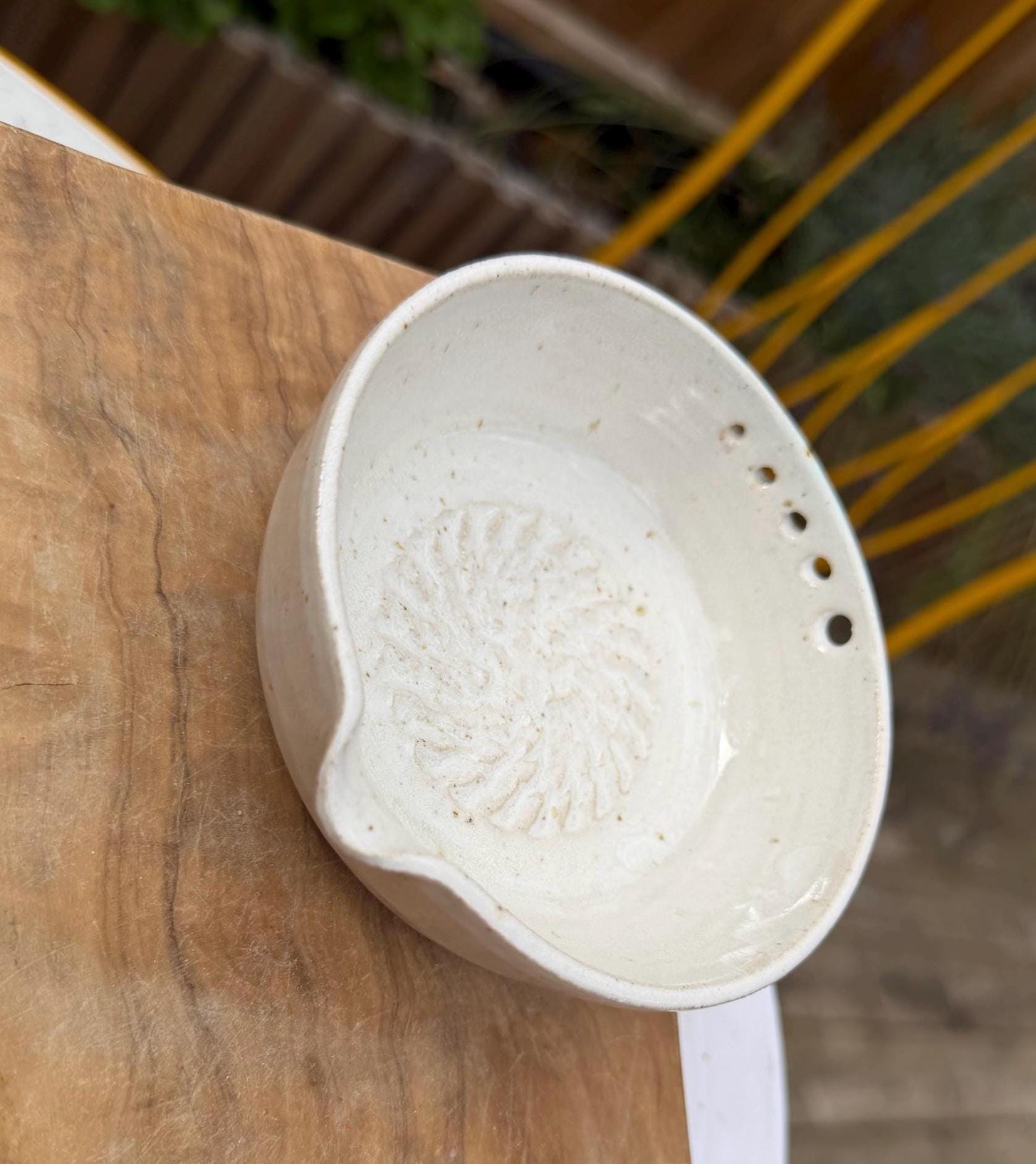 Handmade Ceramic Herb Stripper Garlic Grater Bowl, Kitchen Tool, Dressing Dish - Image 11