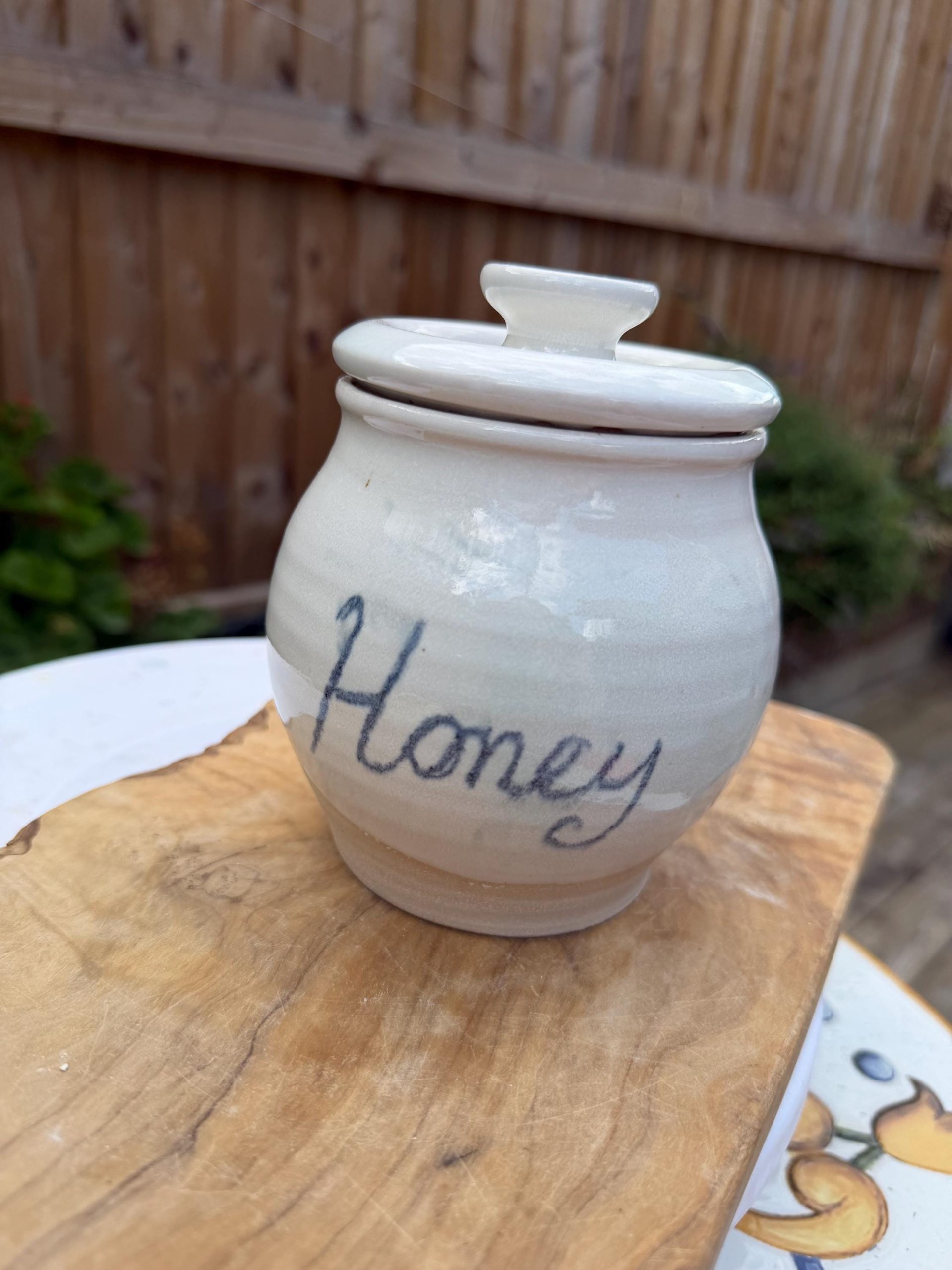 Handmade Ceramic Honey Pot with Lid, white Stoneware Honey Jar - Image 16