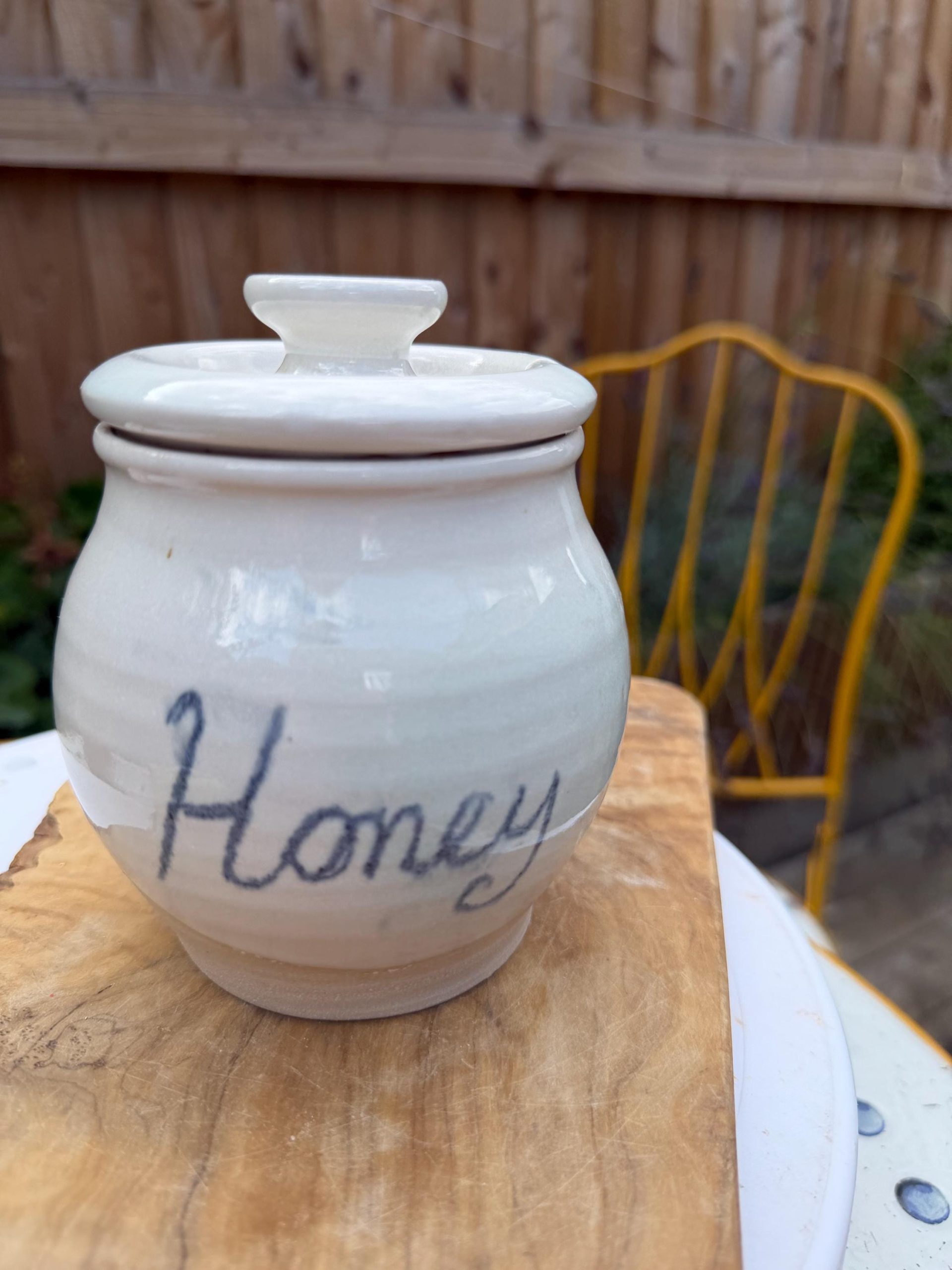 Handmade Ceramic Honey Pot with Lid, white Stoneware Honey Jar - Image 17
