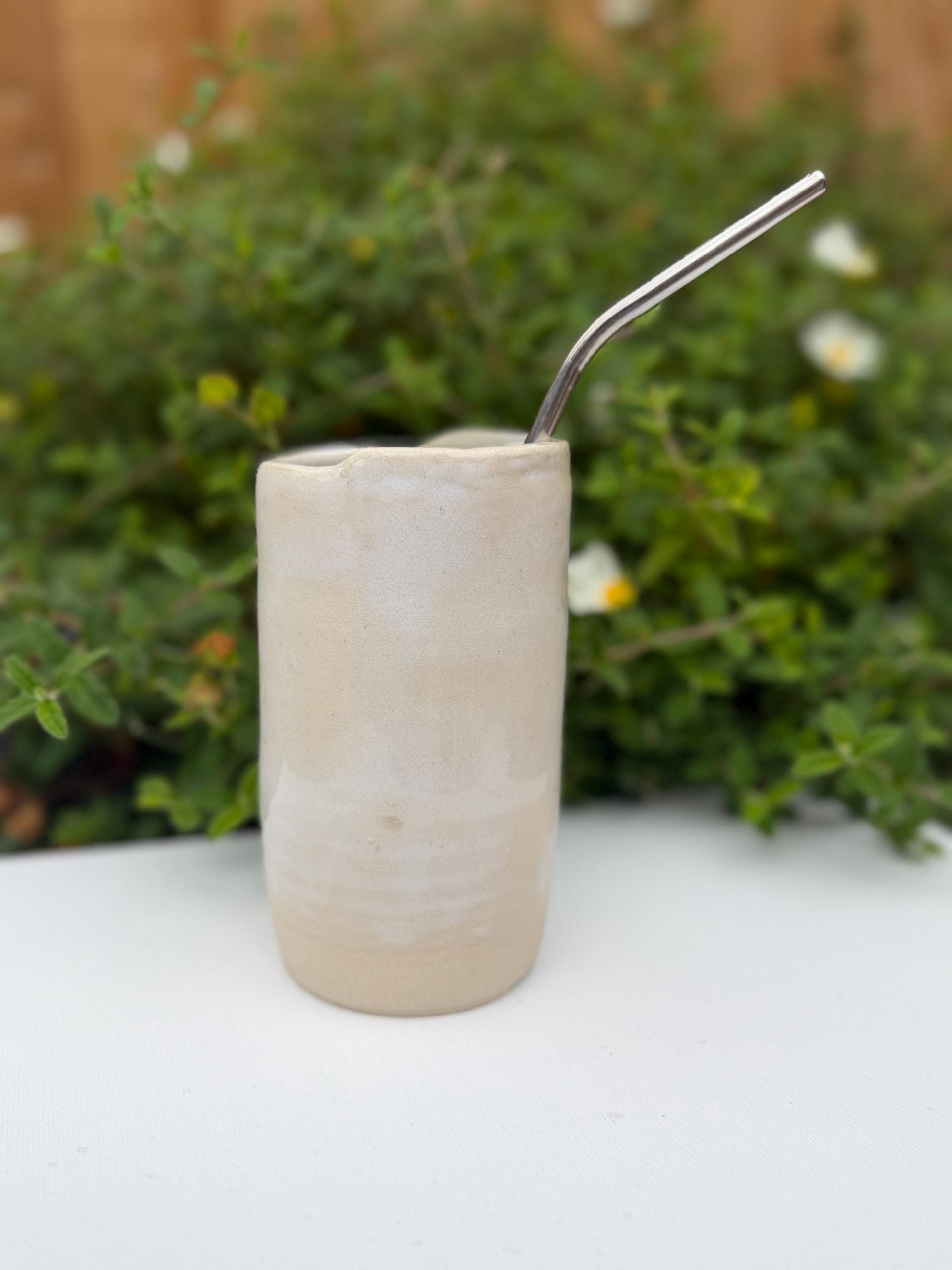 Handmade Ceramic Travel Mug with Metal Straw, Stoneware Reusable Coffee Cup 350ml - Image 2