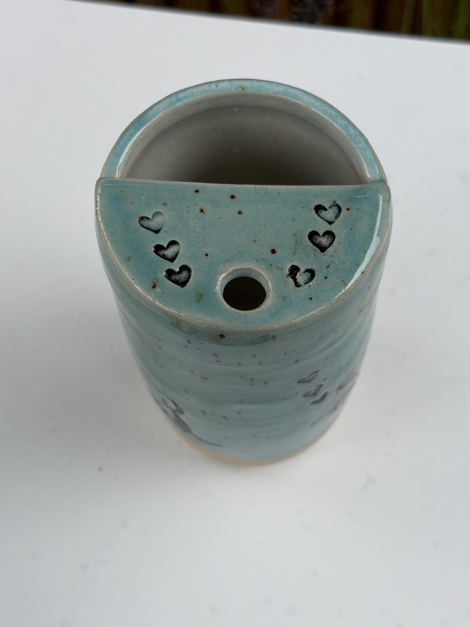 Handmade Ceramic Travel Mug with Metal Straw, Stoneware Reusable Coffee Cup, Puppy Love - Image 3