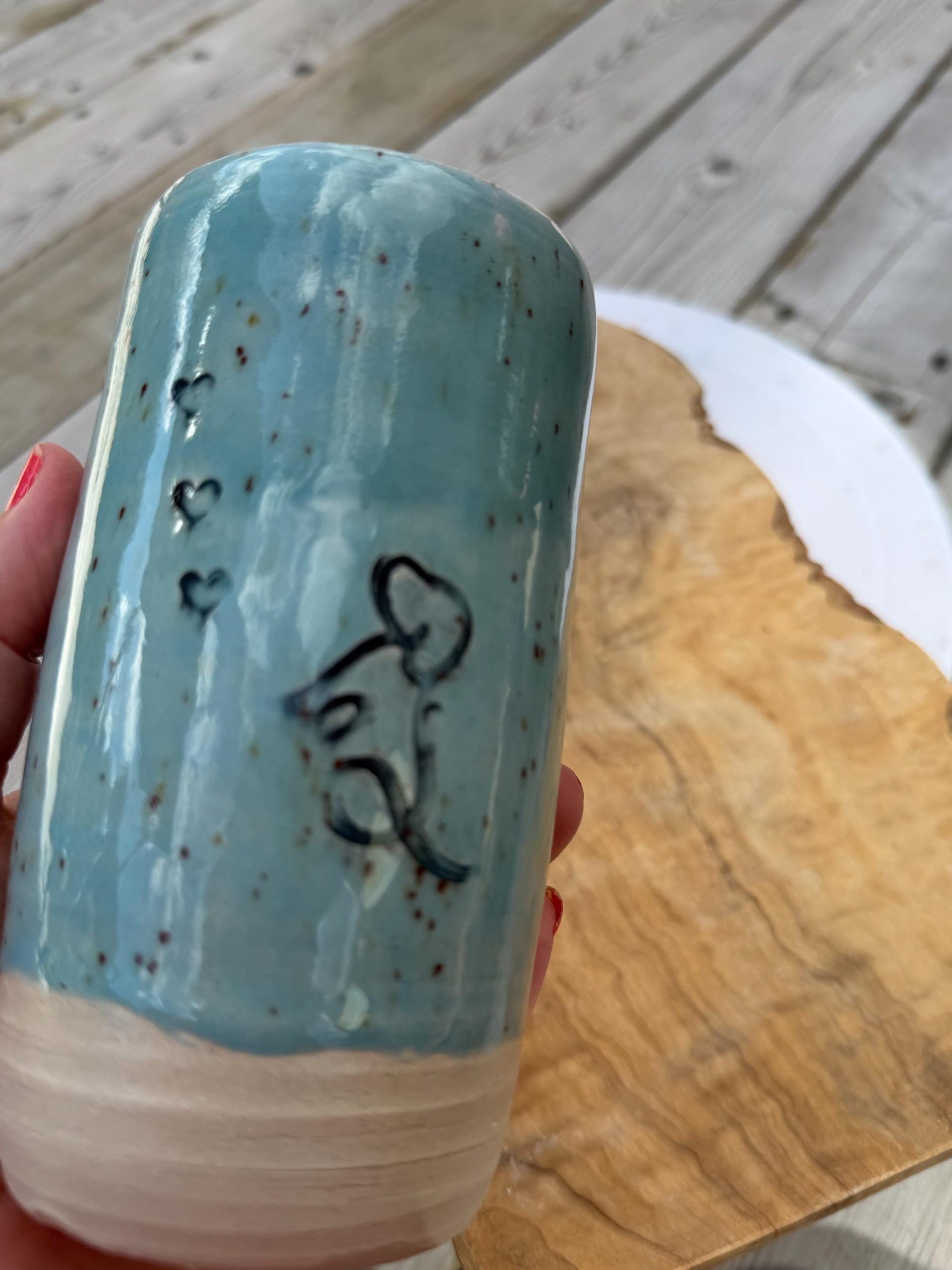 Handmade Ceramic Travel Mug with Metal Straw, Stoneware Reusable Coffee Cup, Puppy Love - Image 10