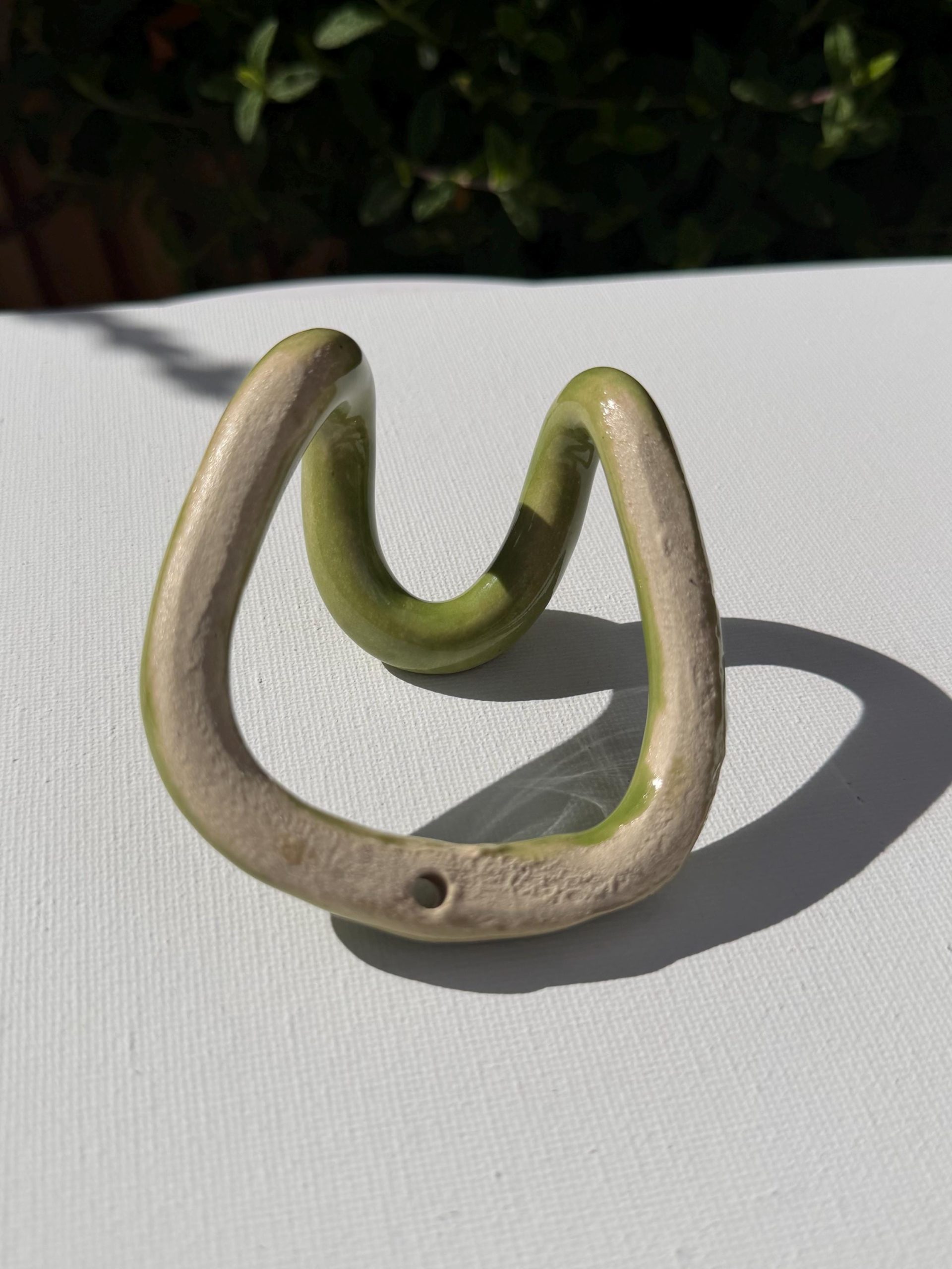 Handmade Ceramic Wall Hook, Green Pottery Hanger, Sculptural Coat Hook - Image 10