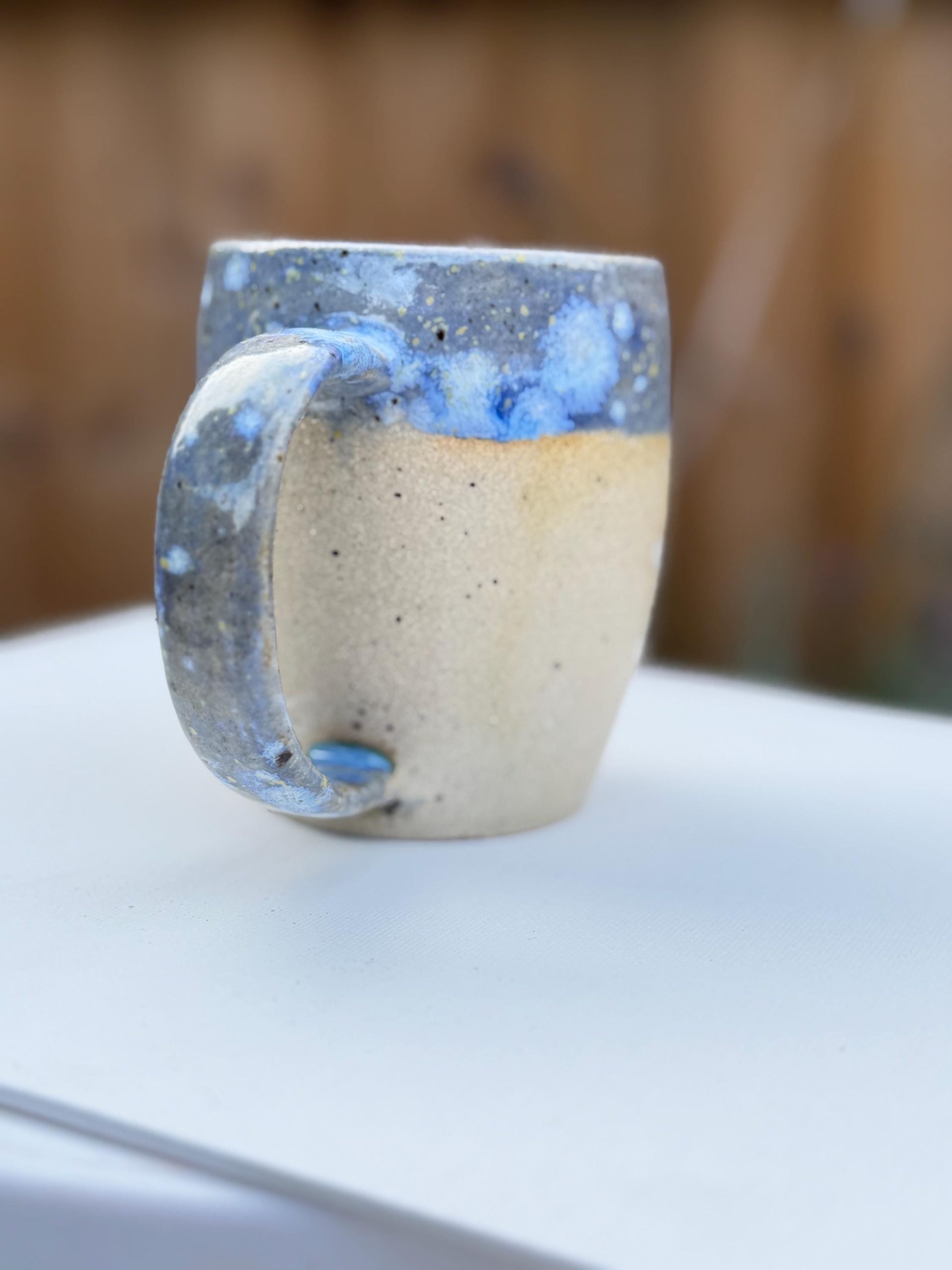 Handmade Blue Ghost Stoneware Mug, Glaze Coffee Cup - Image 11