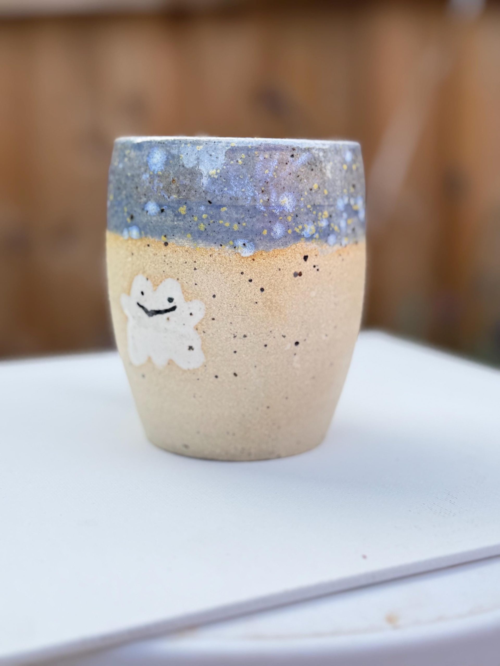 Handmade Blue Ghost Stoneware Mug, Glaze Coffee Cup - Image 12