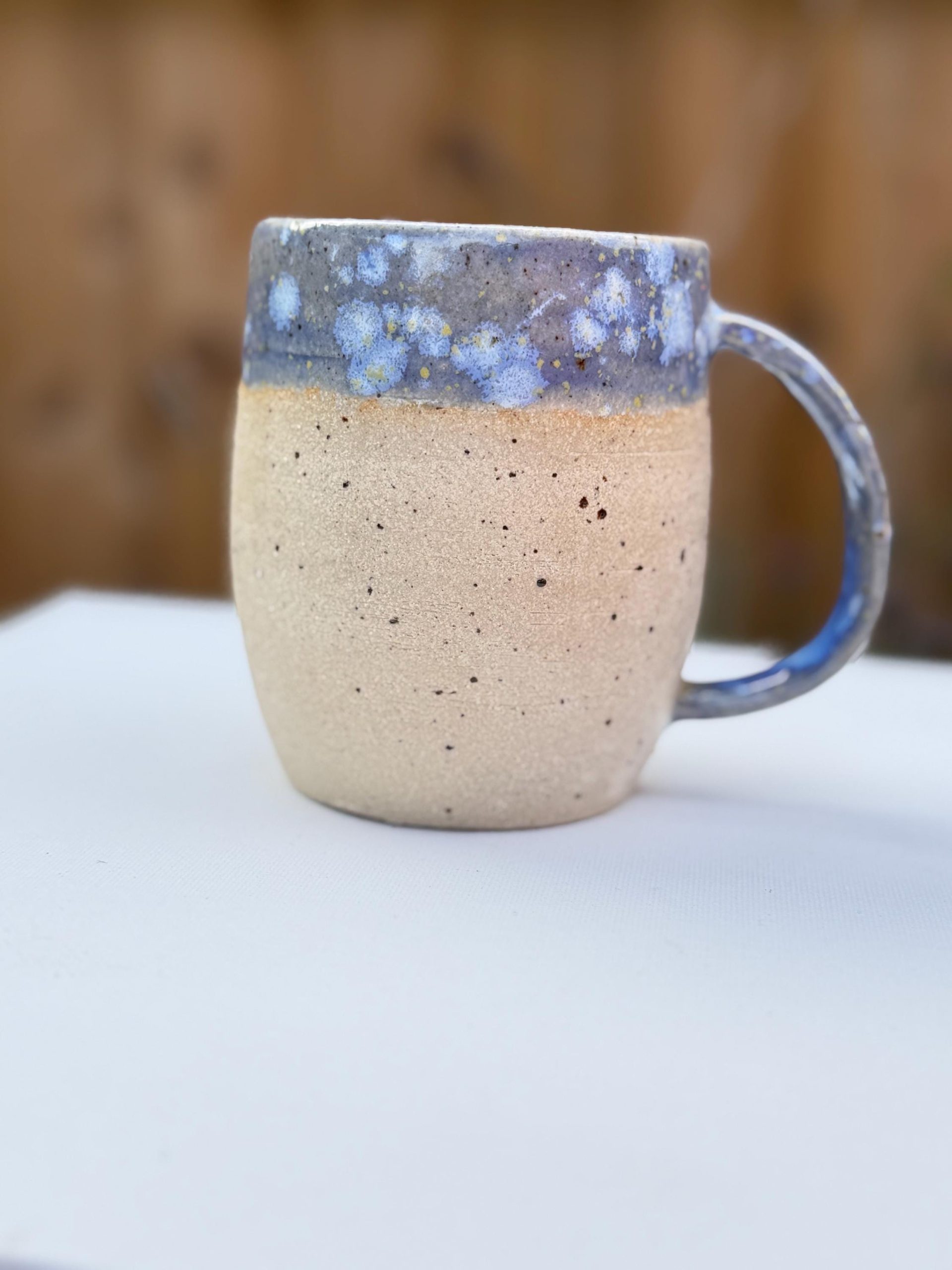 Handmade Blue Ghost Stoneware Mug, Glaze Coffee Cup - Image 10