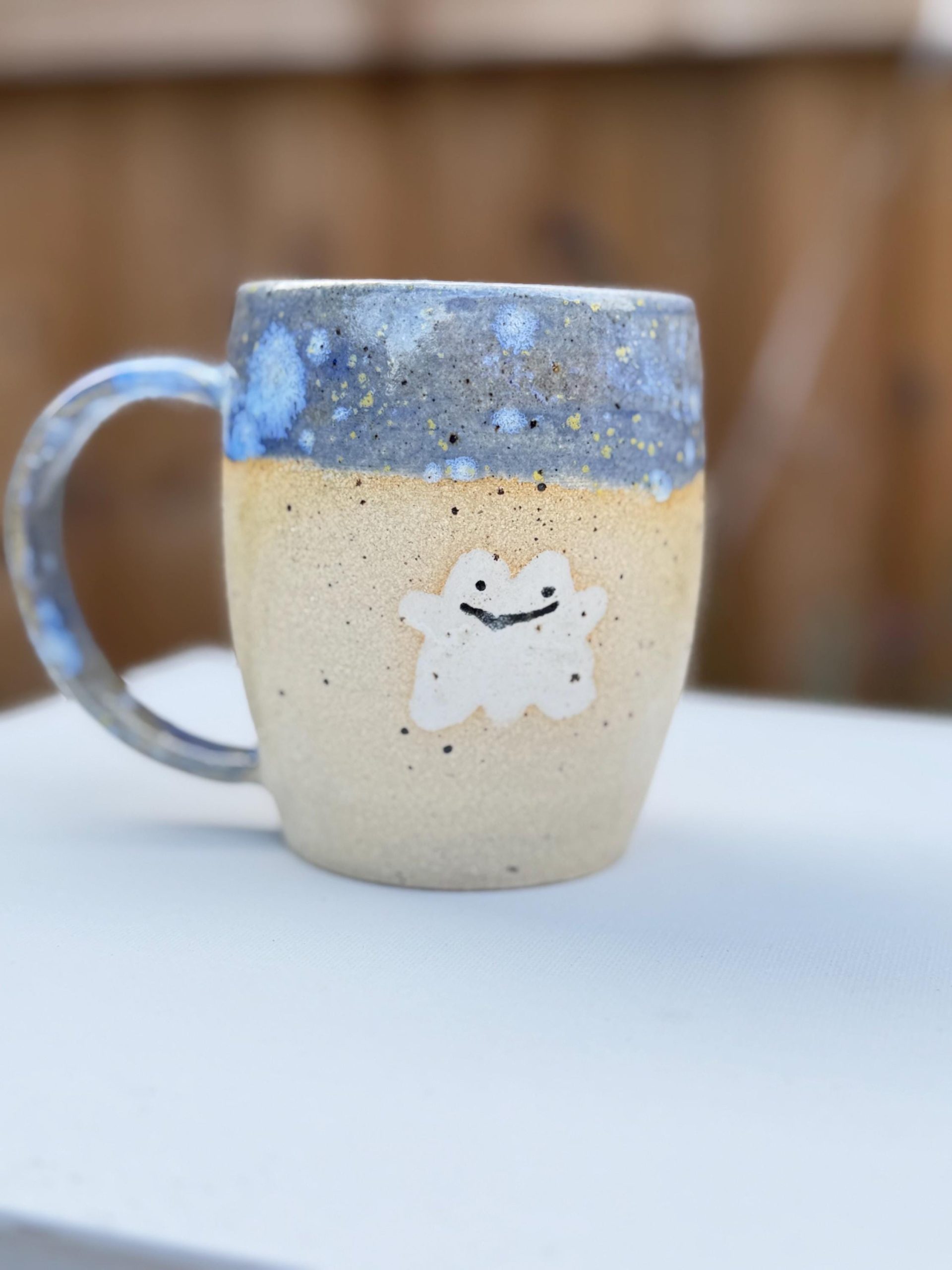 Handmade Blue Ghost Stoneware Mug, Glaze Coffee Cup - Image 7