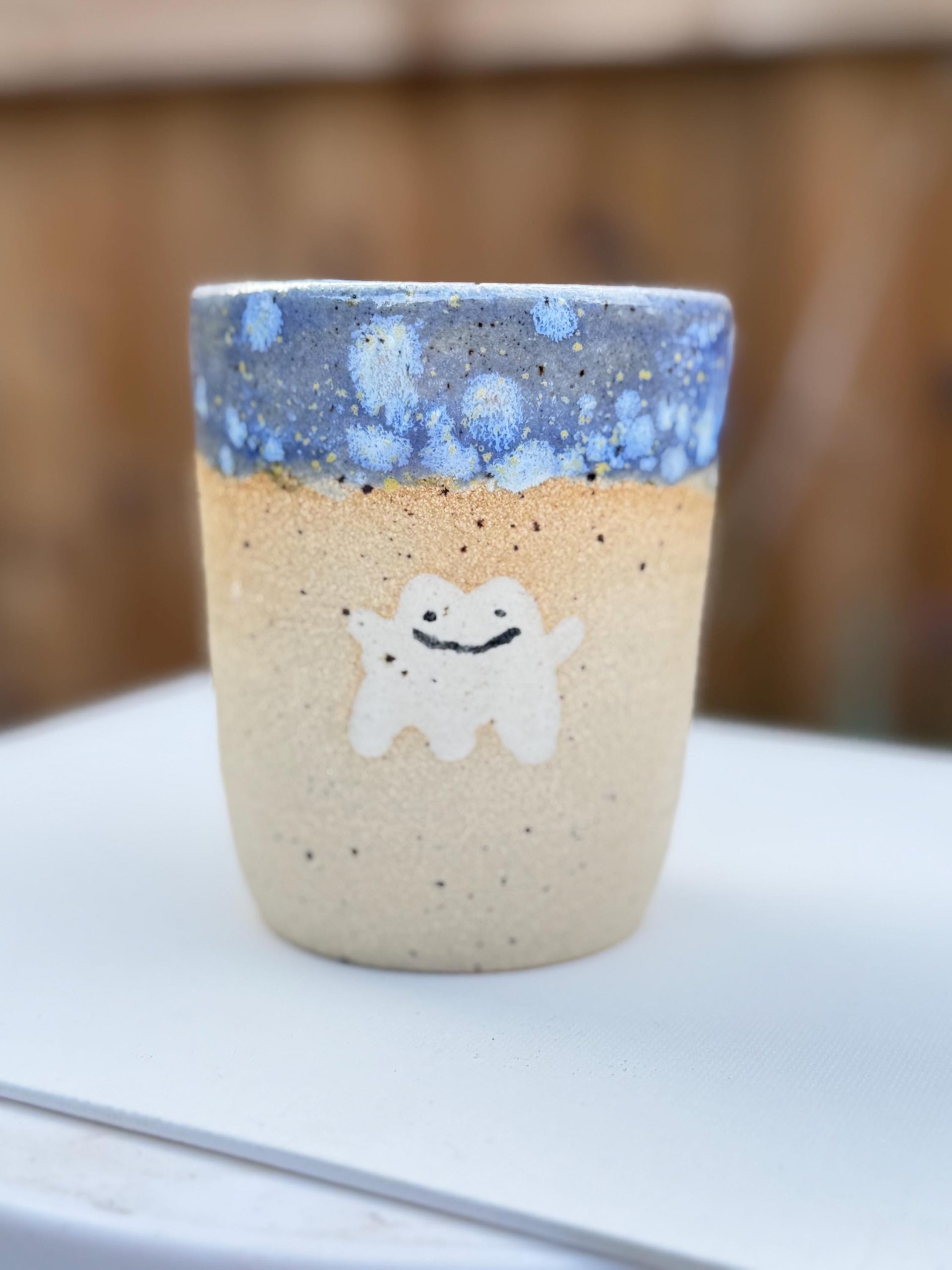 Handmade Blue Ghost Stoneware Mug, Glaze Coffee Cup