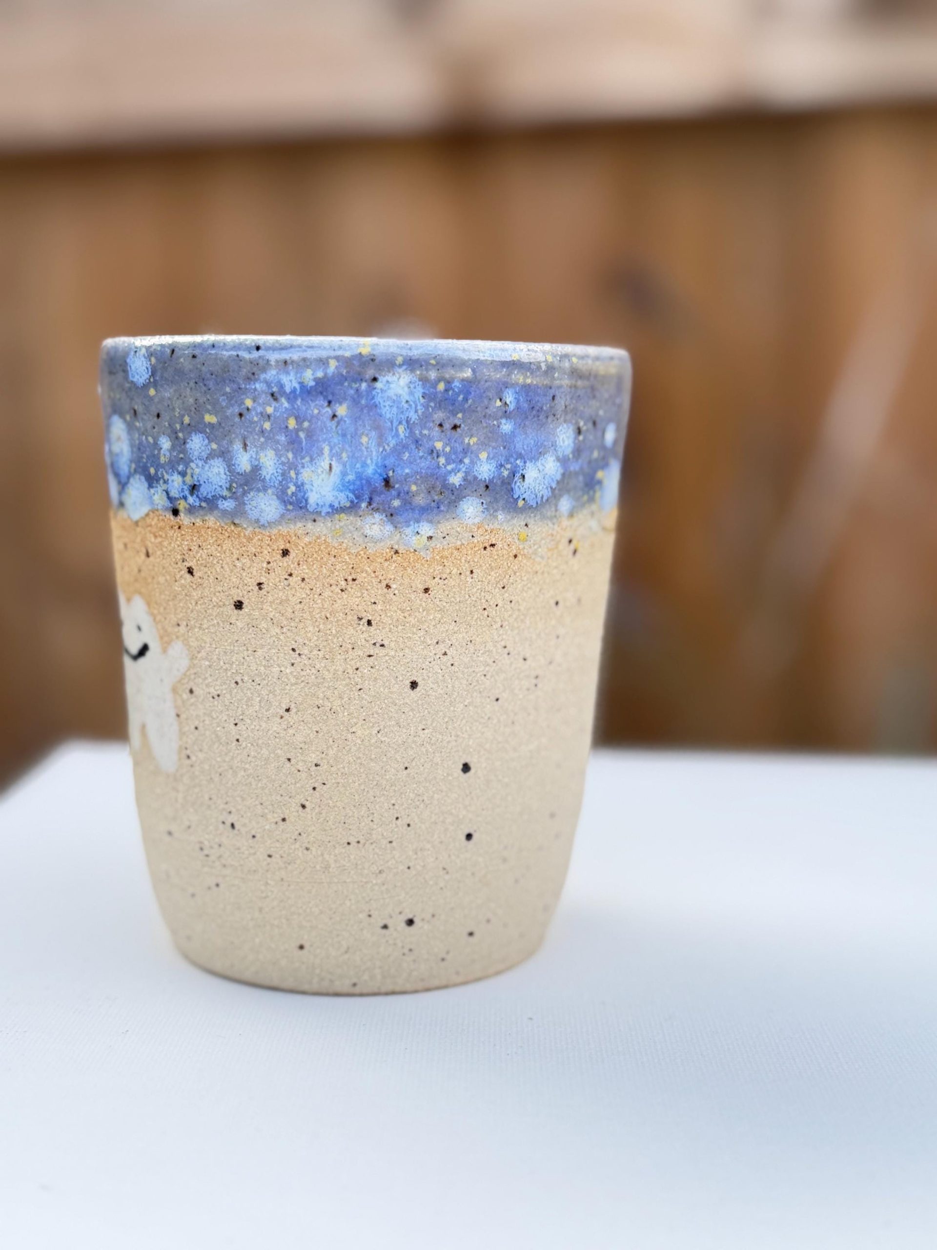 Handmade Blue Ghost Stoneware Mug, Glaze Coffee Cup - Image 4