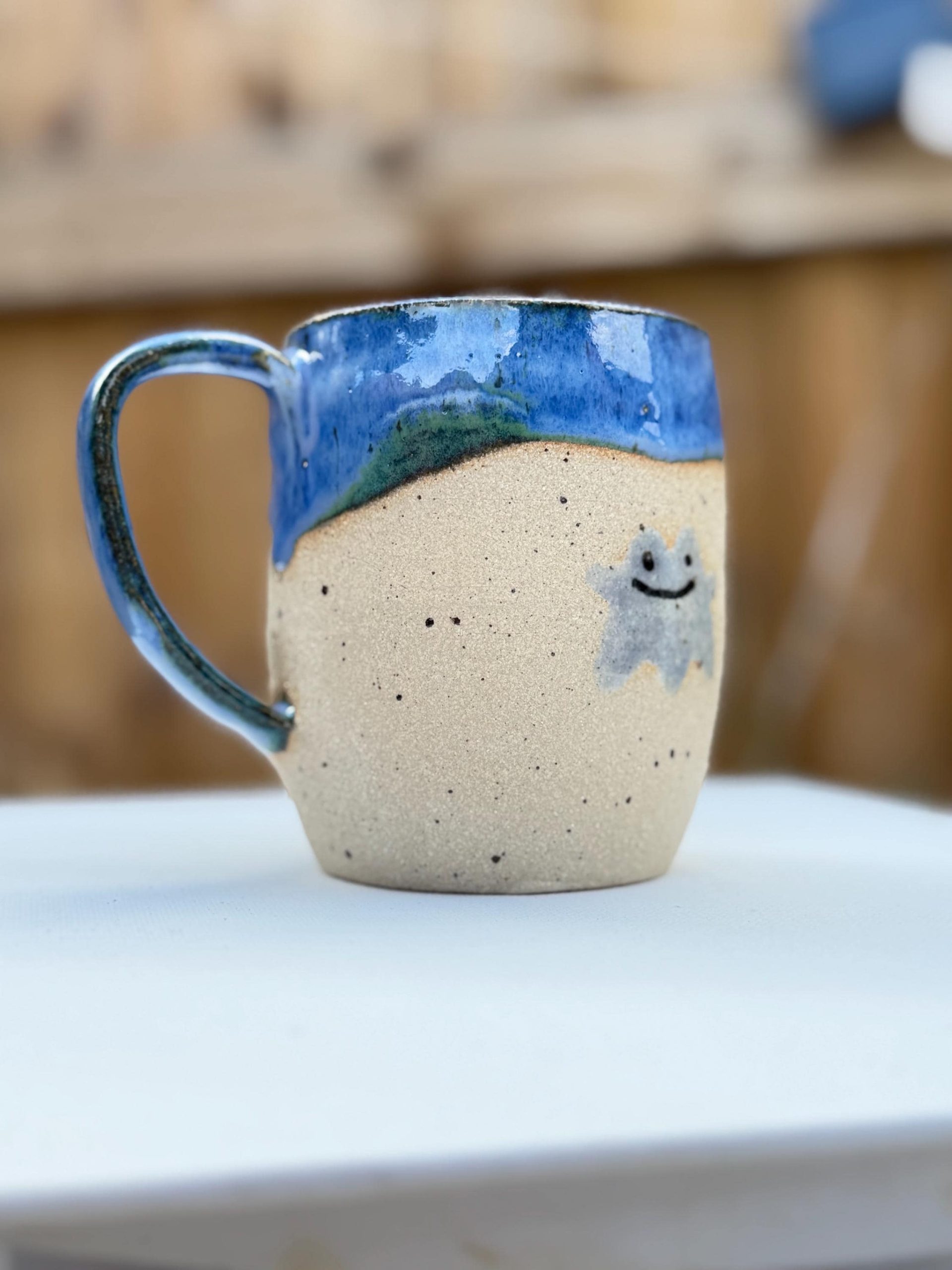 Handmade Light Blue Stoneware Mug, ghost Glaze Coffee Cup - Image 5