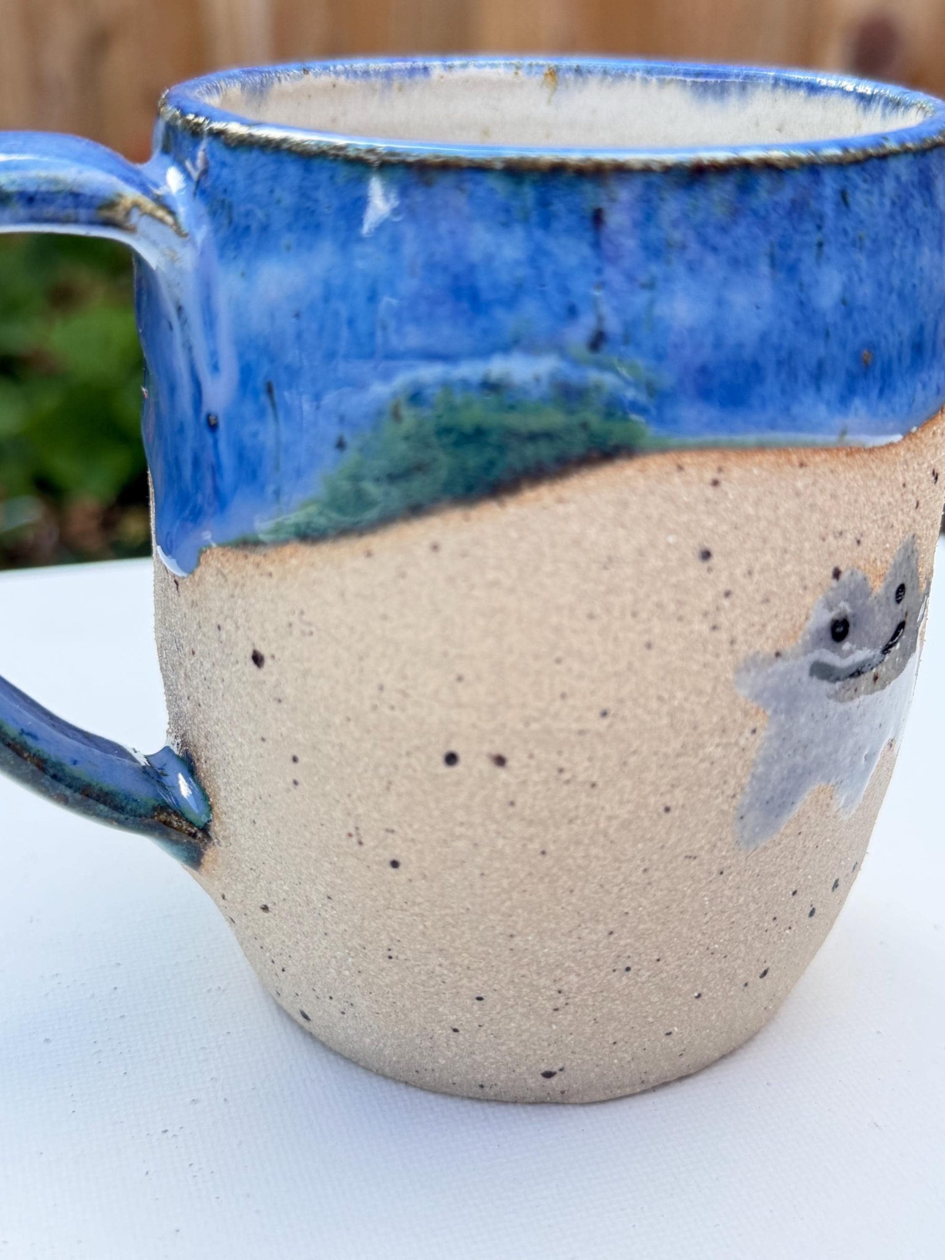 Handmade Light Blue Stoneware Mug, ghost Glaze Coffee Cup - Image 11