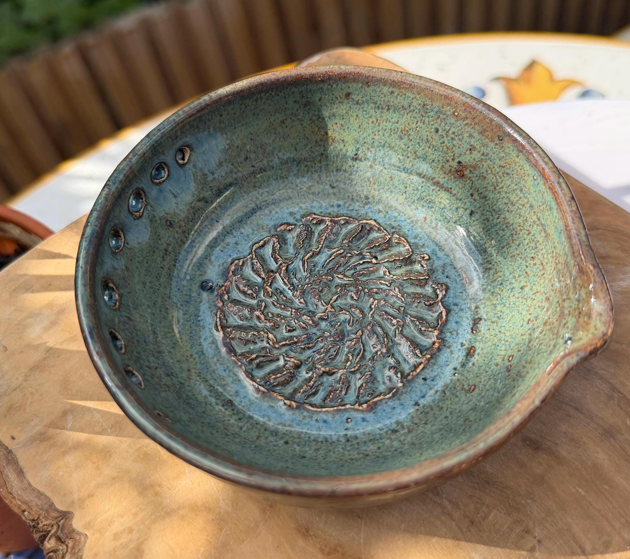 Handmade Ceramic Garlic Grater & Herb Stripper Bowl | Ginger Grater | Wheel-Thrown Kitchen Tool - Image 5