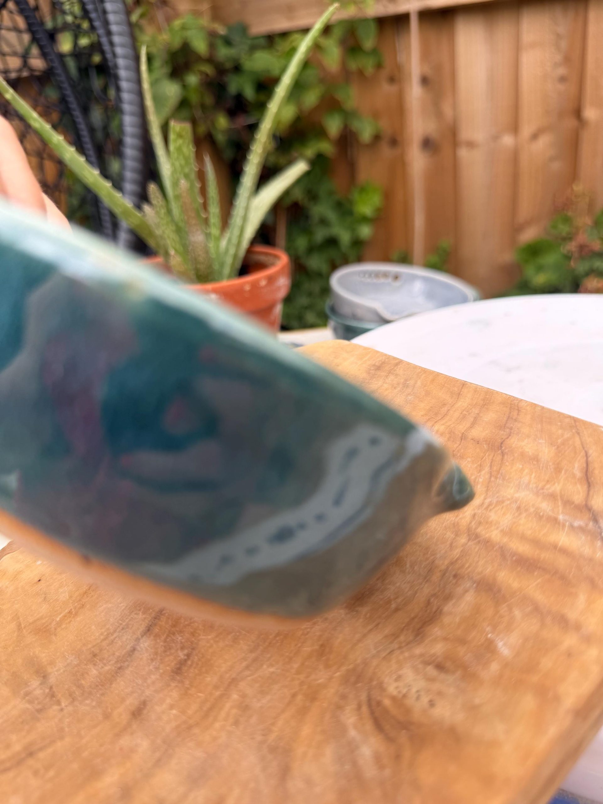 Handmade Ceramic Garlic Grater & Herb Stripper Bowl Aqua | Ginger Grater | Wheel-Thrown Kitchen Tool - Image 8