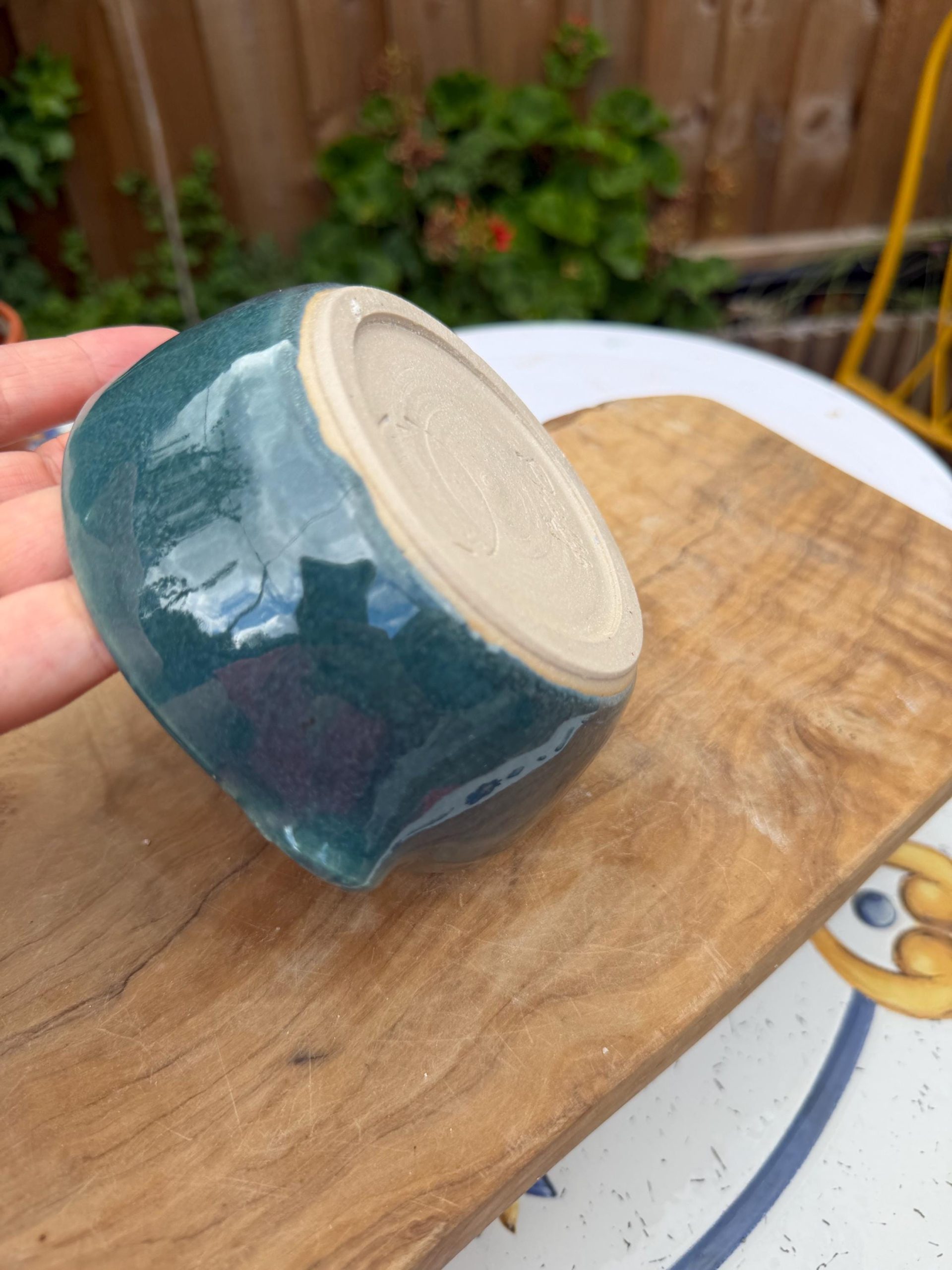 Handmade Ceramic Garlic Grater & Herb Stripper Bowl Aqua | Ginger Grater | Wheel-Thrown Kitchen Tool - Image 7