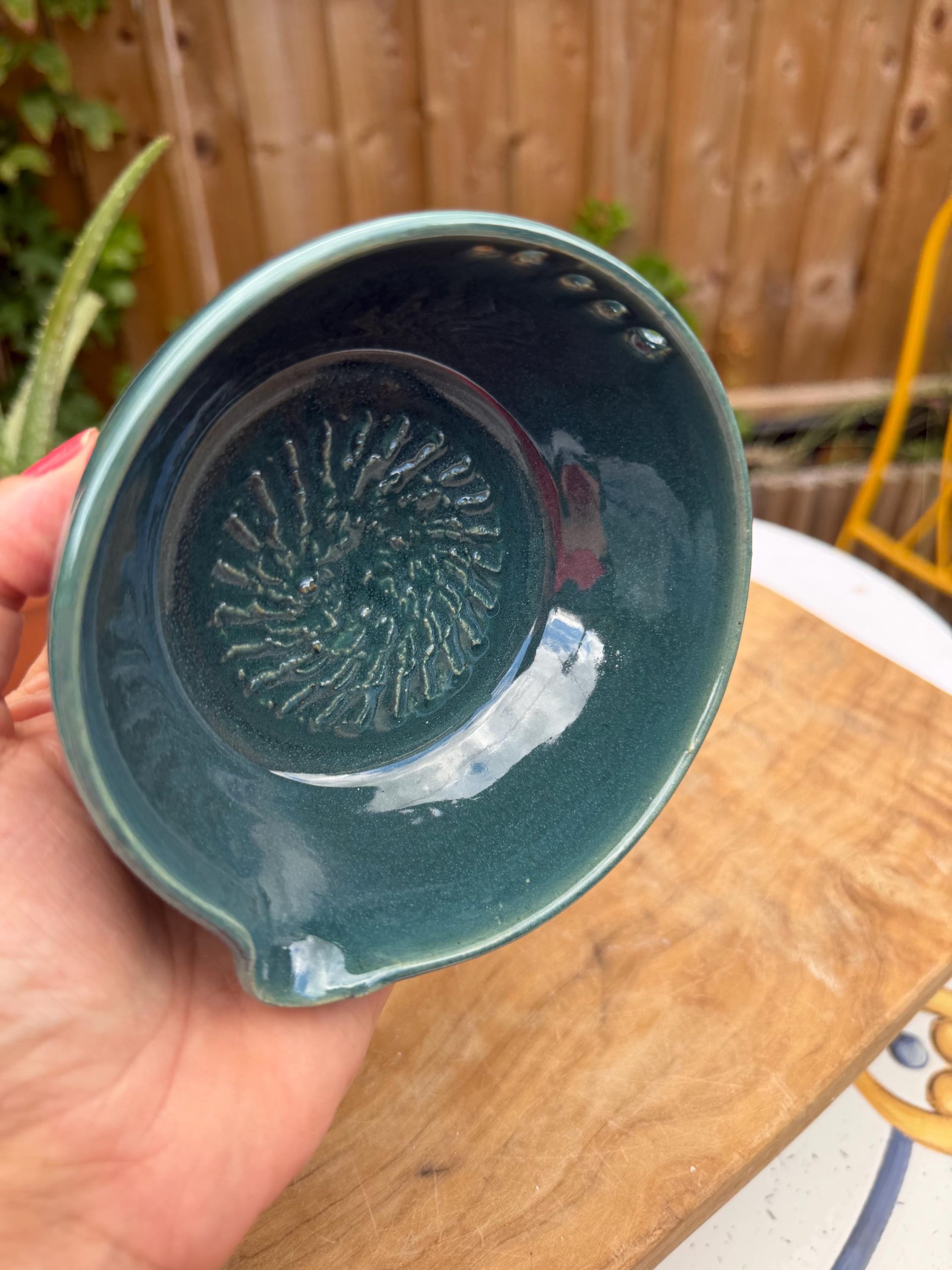 Handmade Ceramic Garlic Grater & Herb Stripper Bowl Aqua | Ginger Grater | Wheel-Thrown Kitchen Tool - Image 19