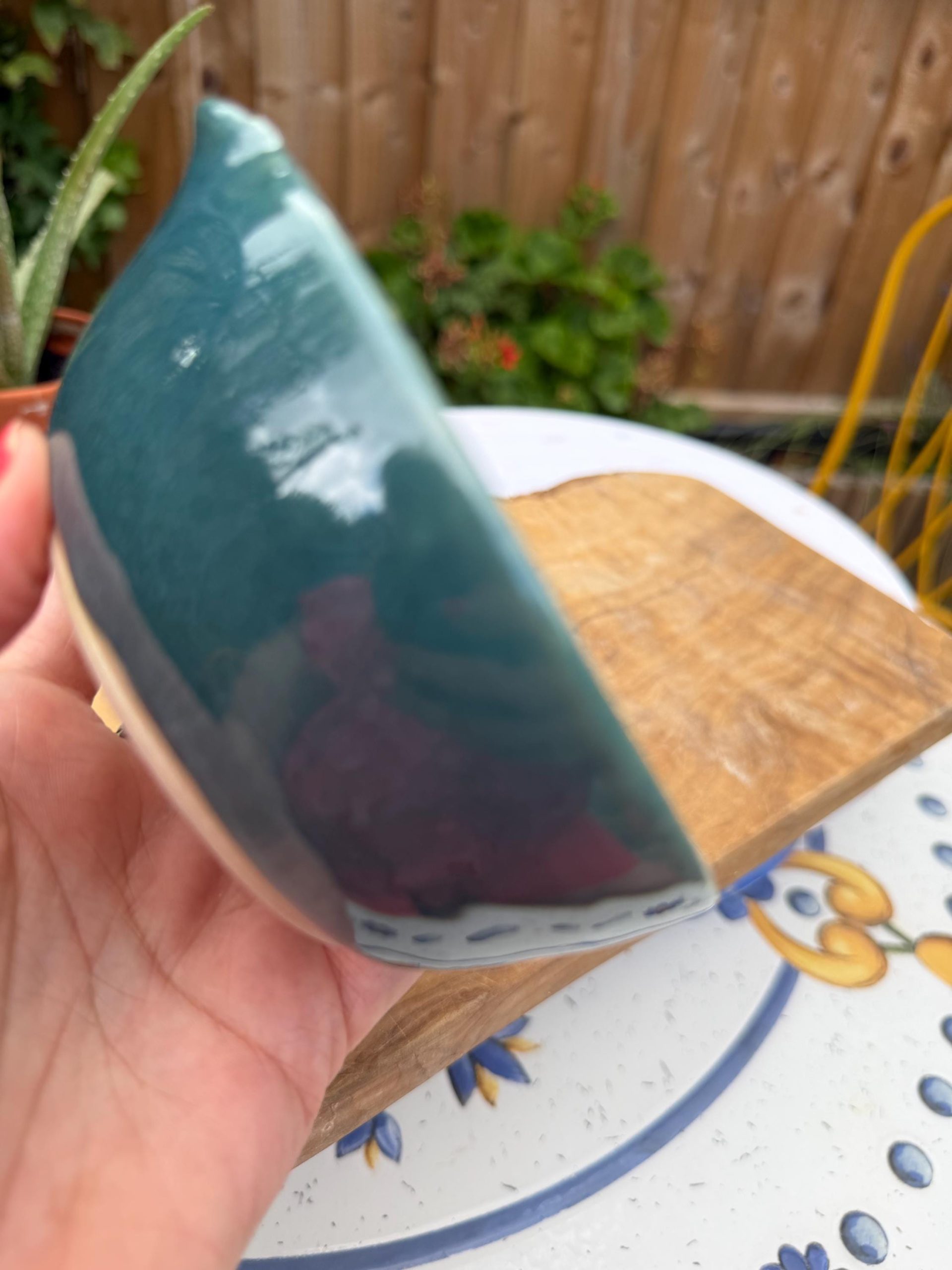 Handmade Ceramic Garlic Grater & Herb Stripper Bowl Aqua | Ginger Grater | Wheel-Thrown Kitchen Tool - Image 2