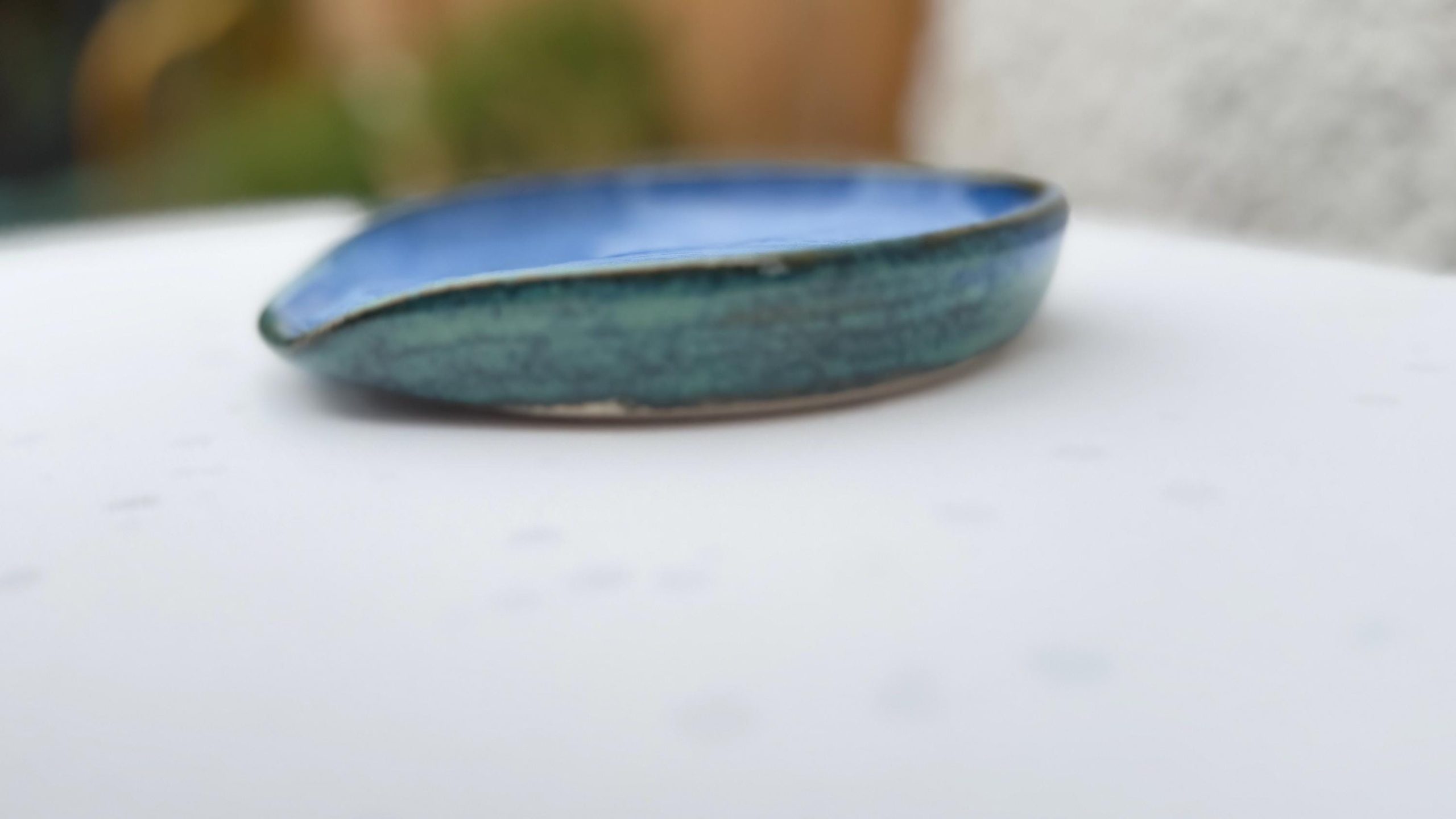 Handmade Ceramic Spoon Rest Blue Stoneware Pottery Kitchen Utensil Rest - Image 4