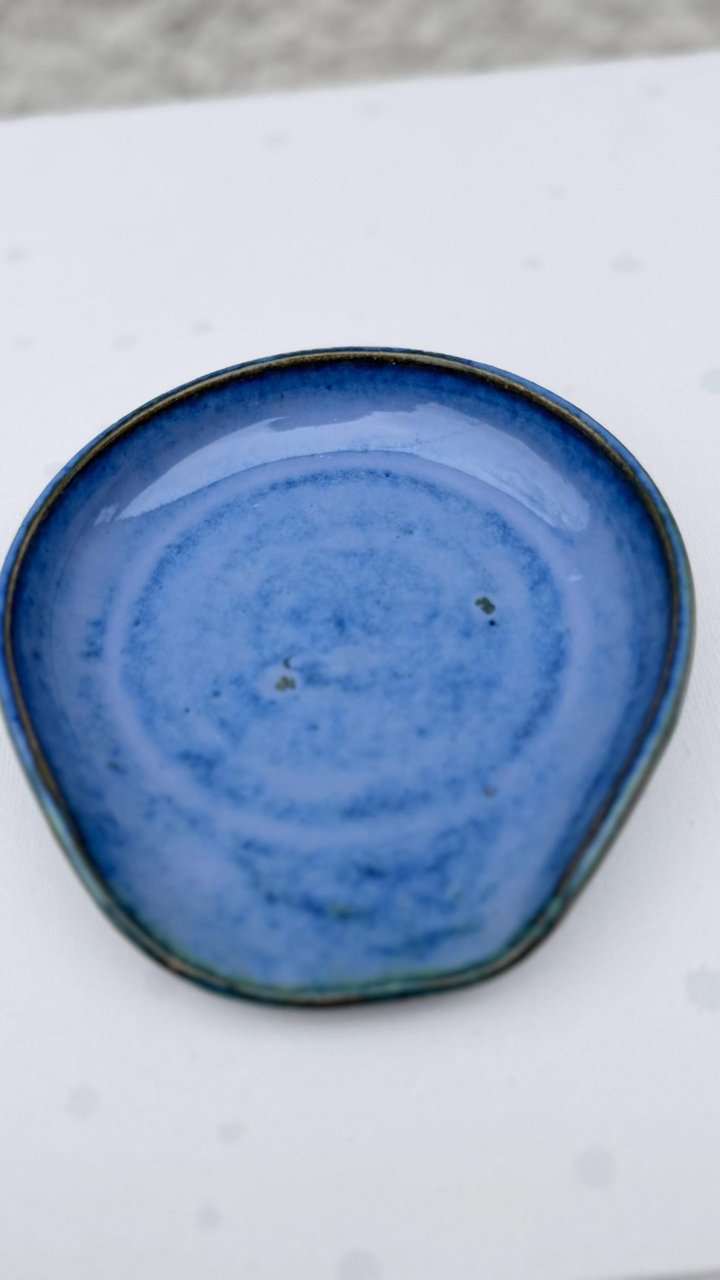 Handmade Ceramic Spoon Rest Blue Stoneware Pottery Kitchen Utensil Rest - Image 7