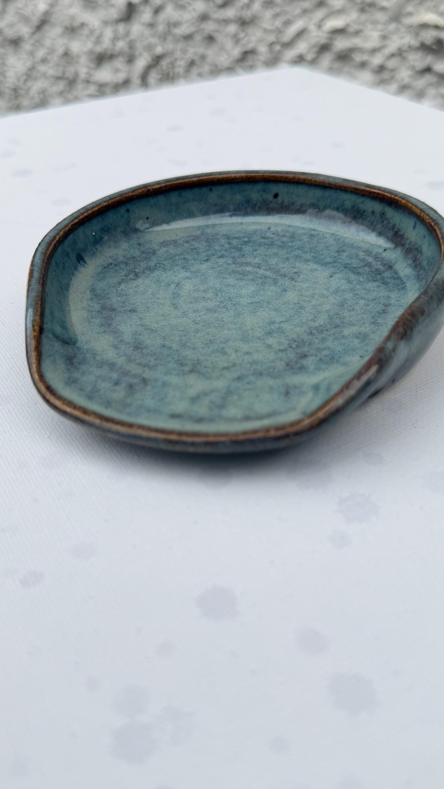 Handmade Ceramic Spoon Rest Blue Stoneware Pottery Kitchen Utensil Rest - Image 2