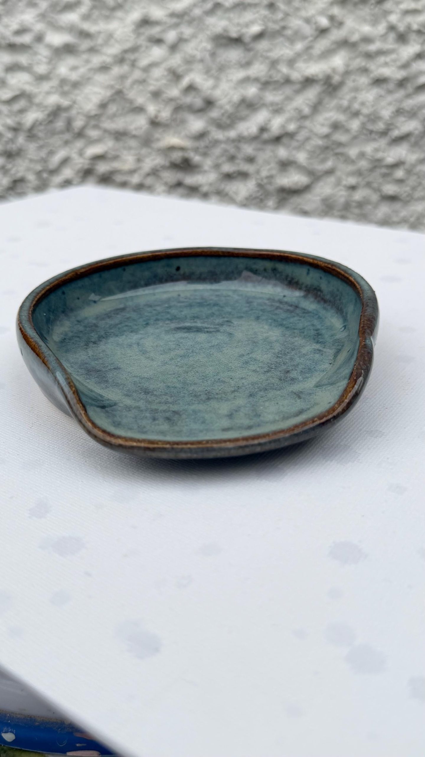 Handmade Ceramic Spoon Rest Blue Stoneware Pottery Kitchen Utensil Rest - Image 4
