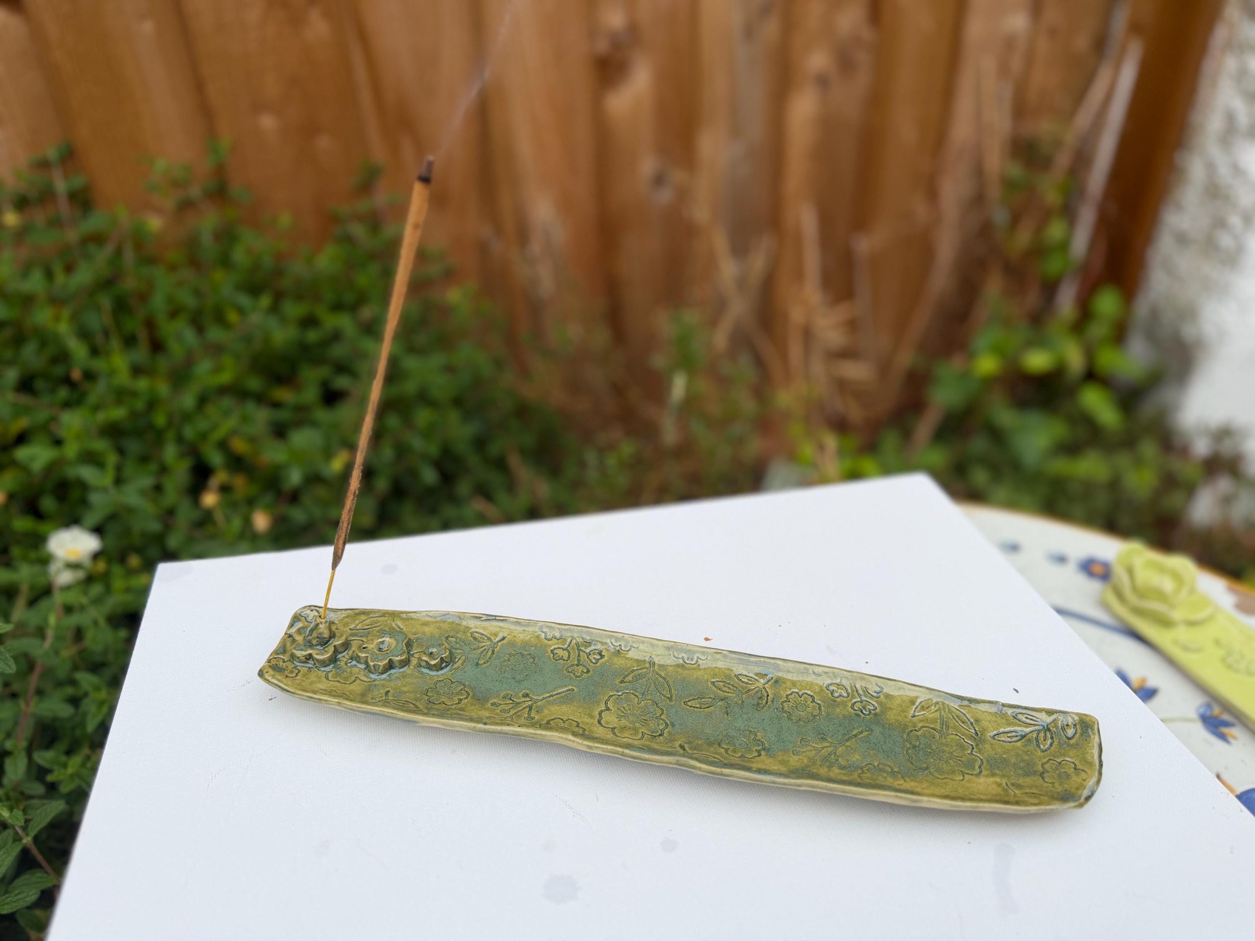 Handmade Ceramic Incense Burner, Green Incense Holder, Pottery Deco - Image 8