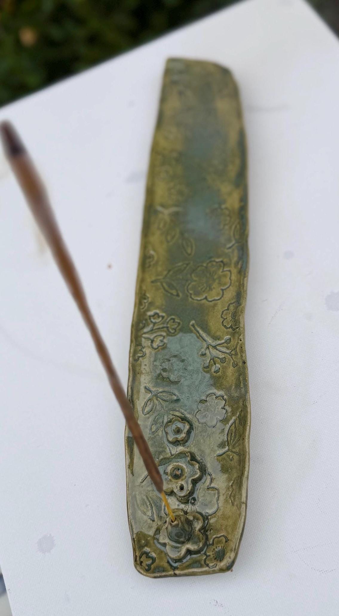 Handmade Ceramic Incense Burner, Green Incense Holder, Pottery Deco - Image 5