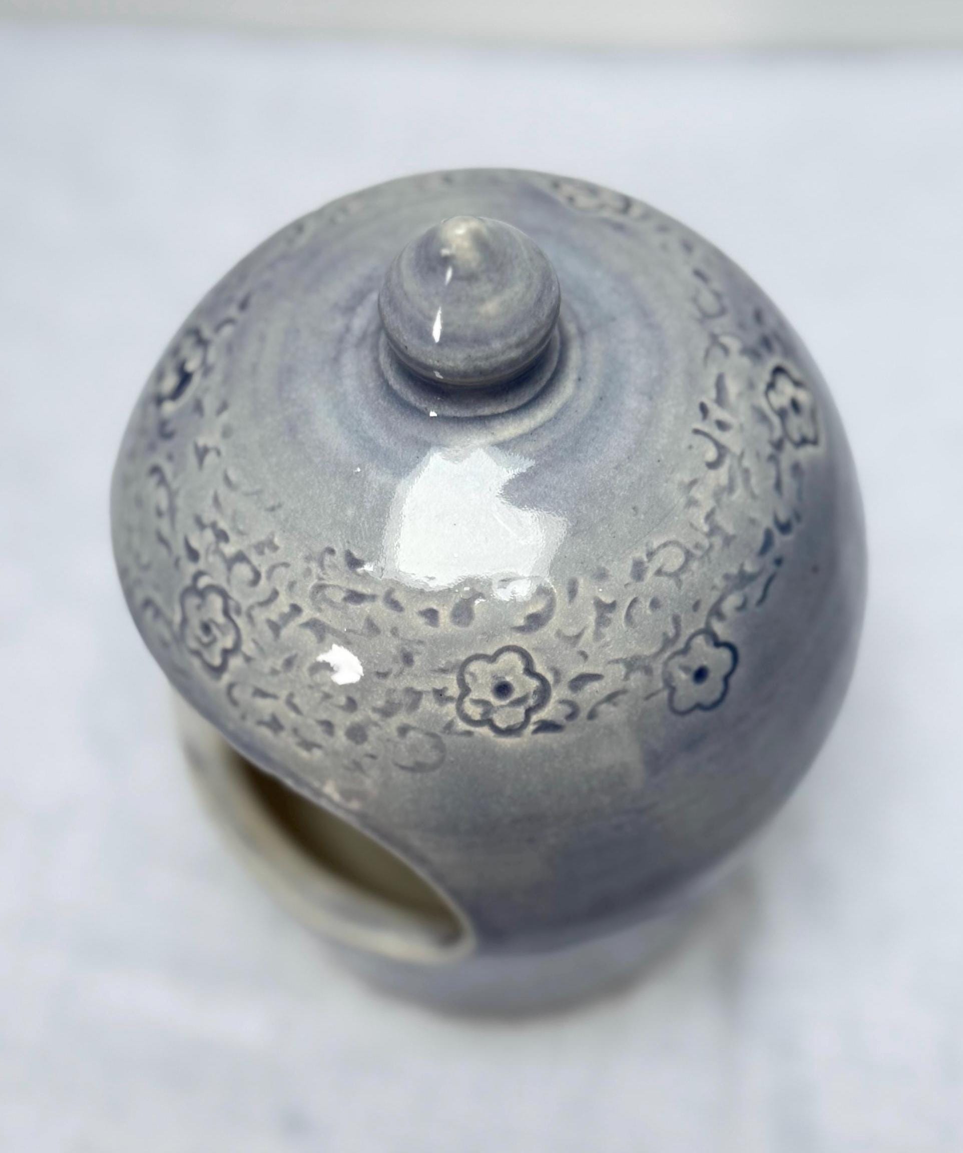 Handmade Blue Stoneware Salt Pig, Kitchen Salt Holder - Image 2